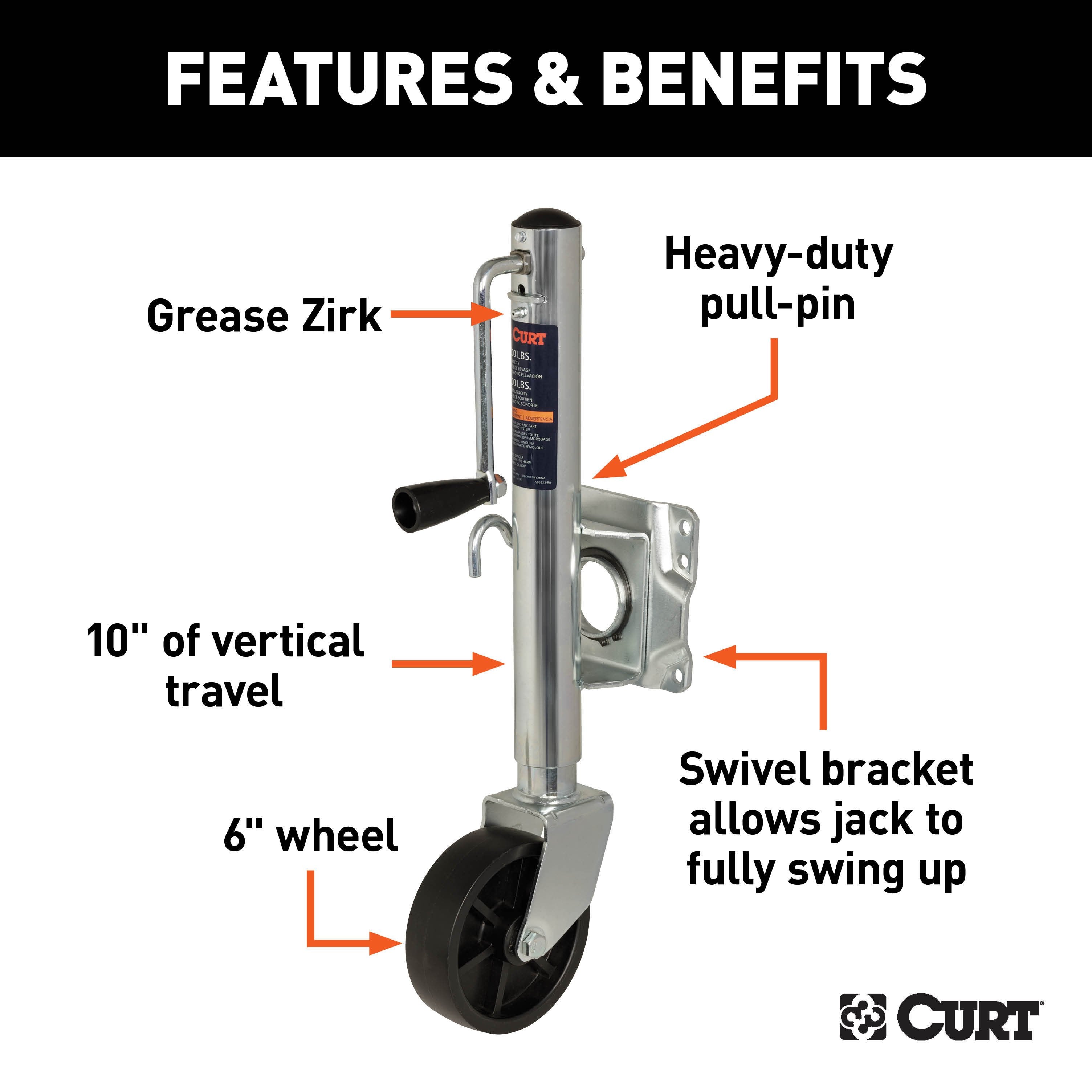 Boat Trailer Jacks,Snap-Ring Style Swivel Bracket Jack