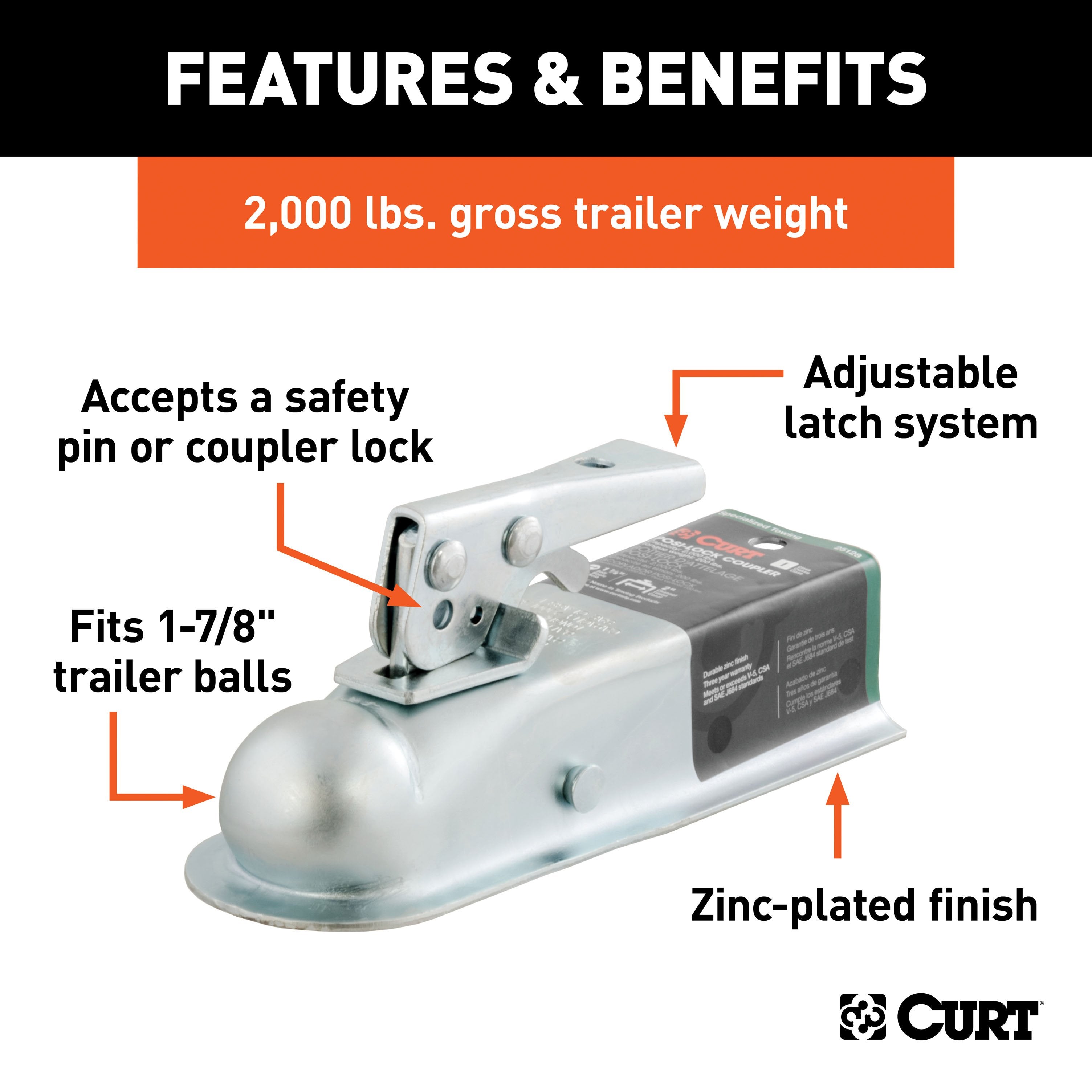Trailer Tongue Coupler,Straight Tongue Trailer Coupler