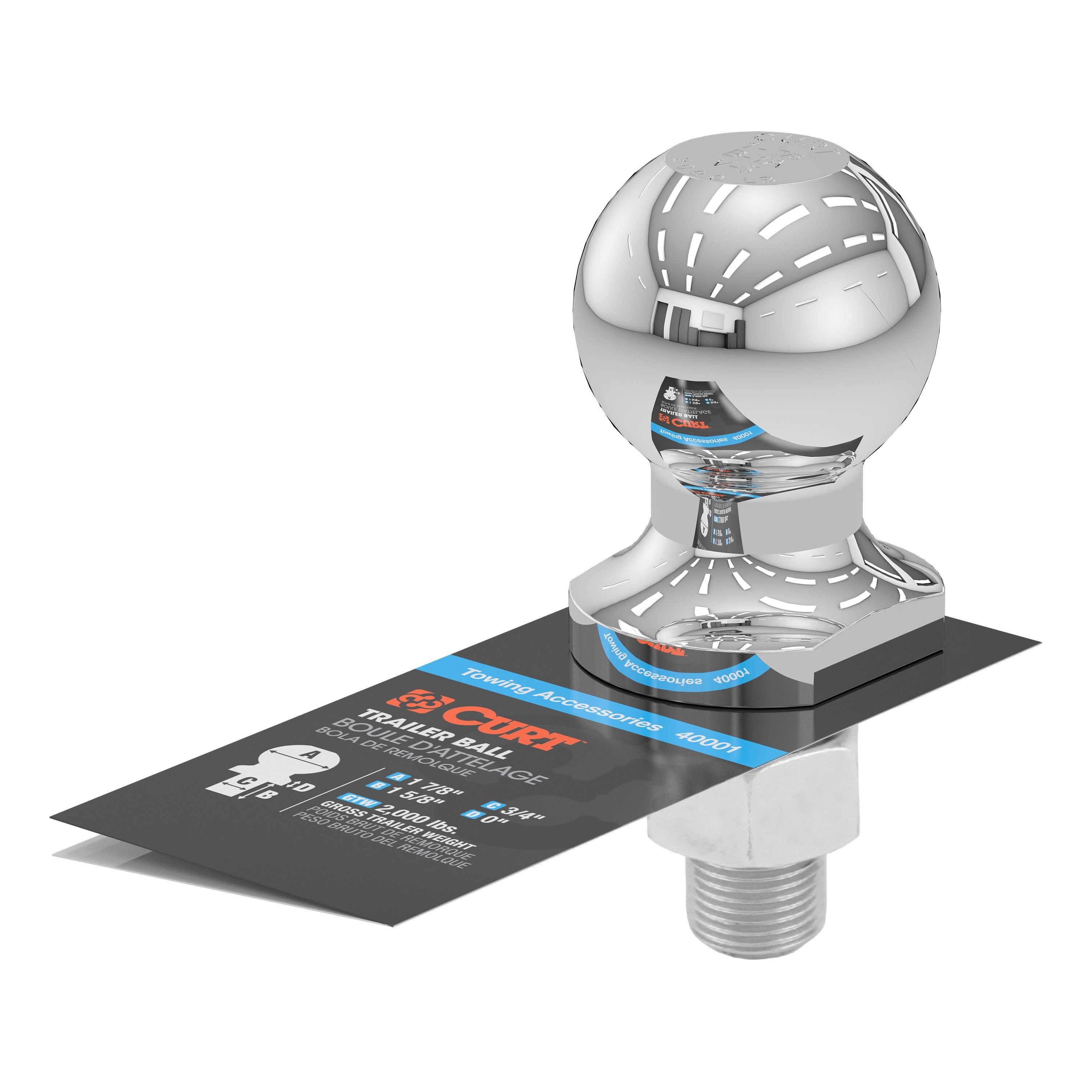 Trailer Hitch Ball,1-7/8 Inch Ball