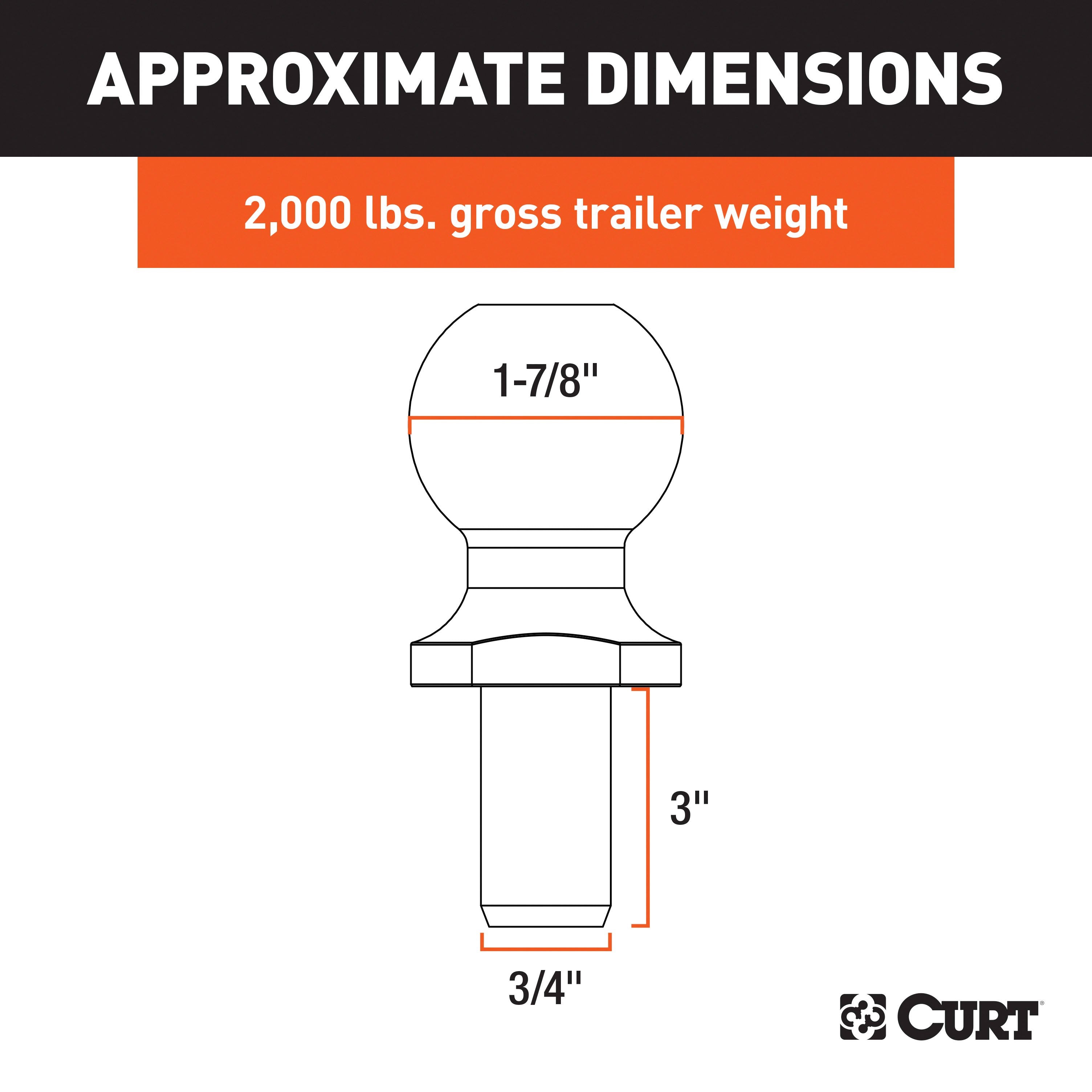 Trailer Hitch Ball,1-7/8 Inch Ball