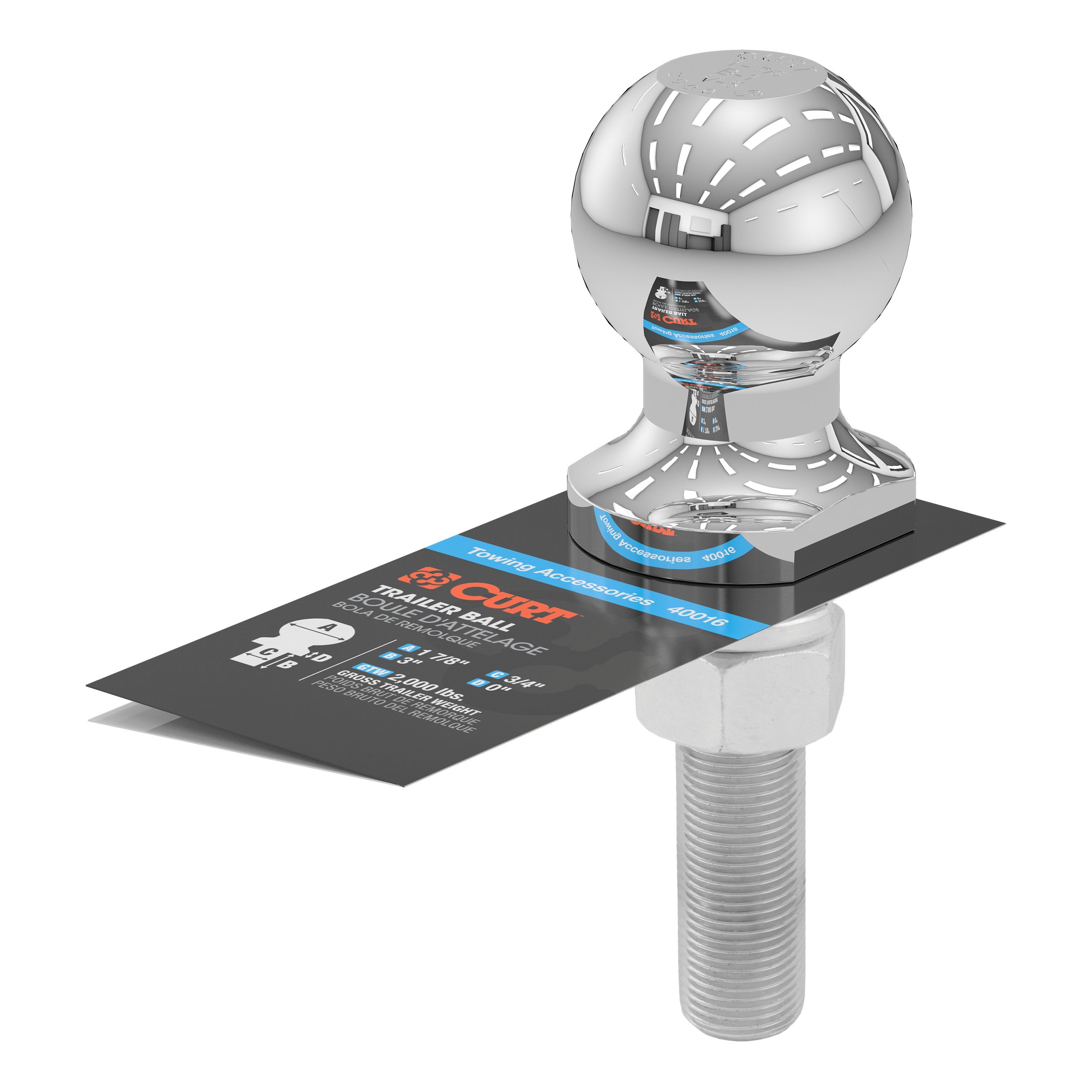 Trailer Hitch Ball,1-7/8 Inch Ball