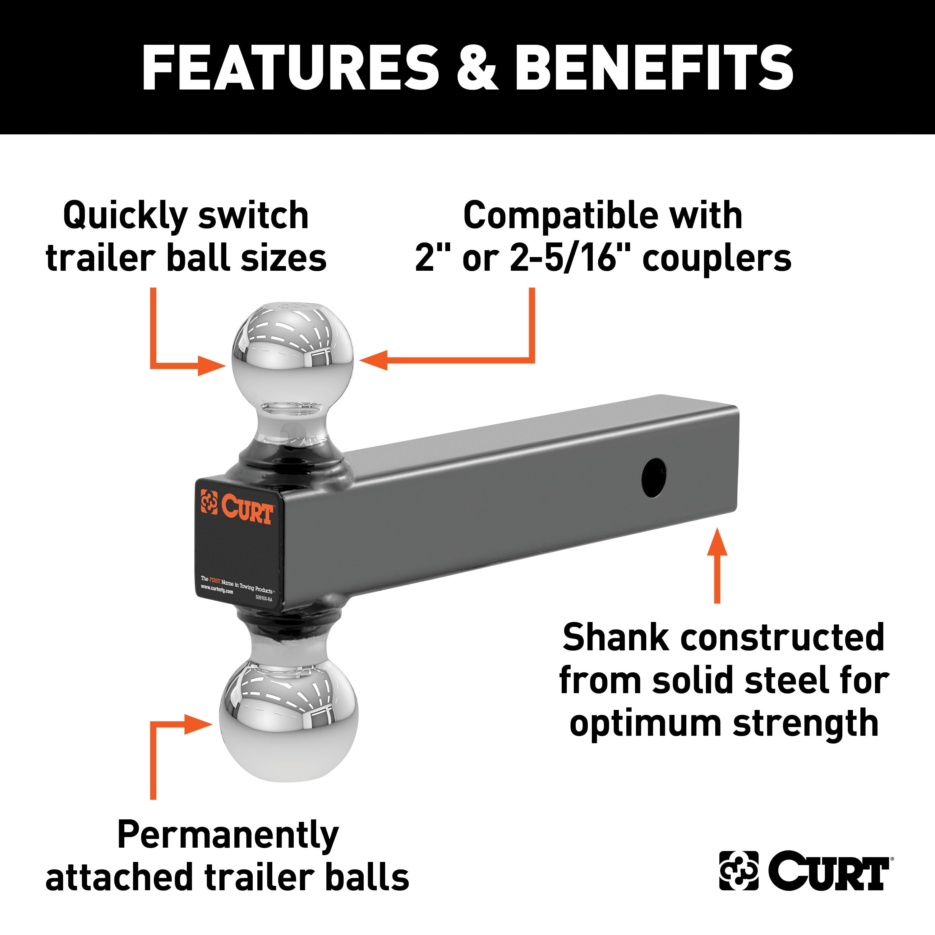 Trailer Hitch Ball Mount,Fixed Ball Mount