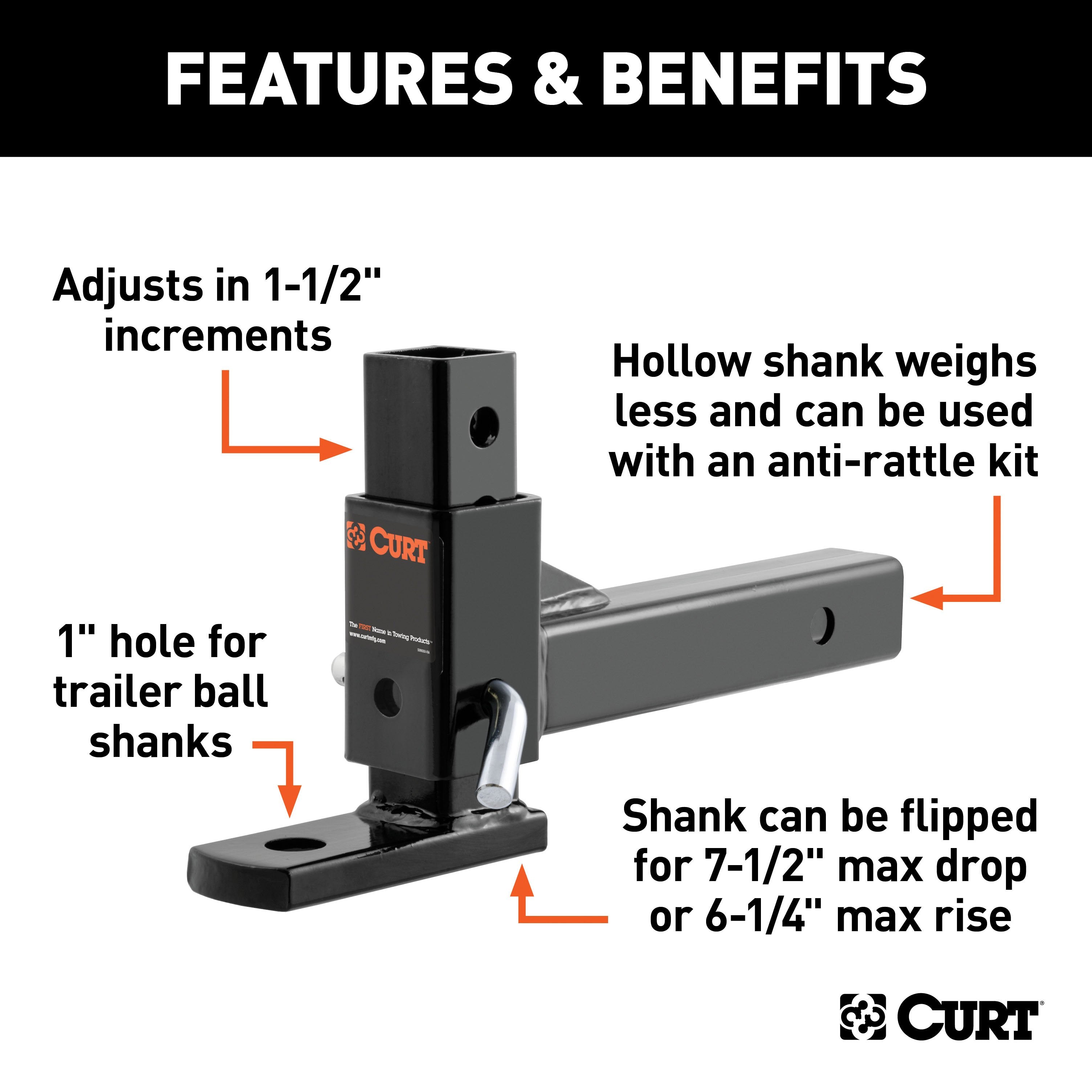 Trailer Hitch Ball Mount,Adjustable Ball Mount