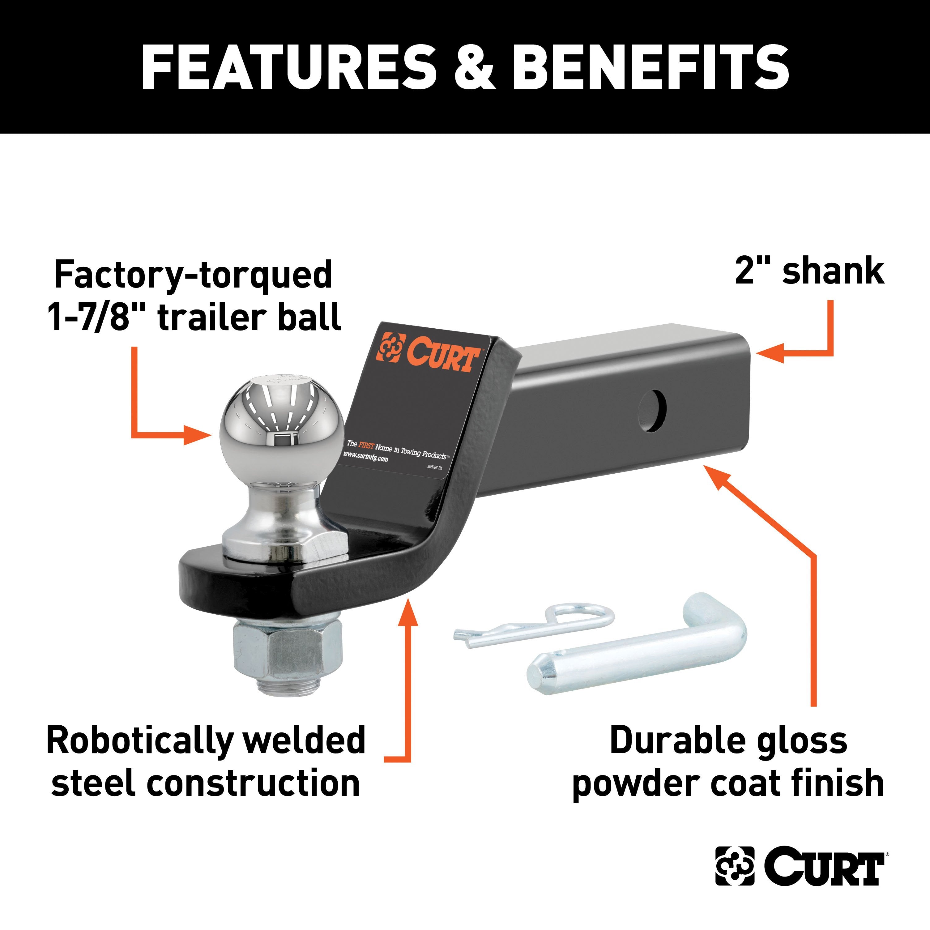 Trailer Hitch Ball Mount,Fixed Ball Mount