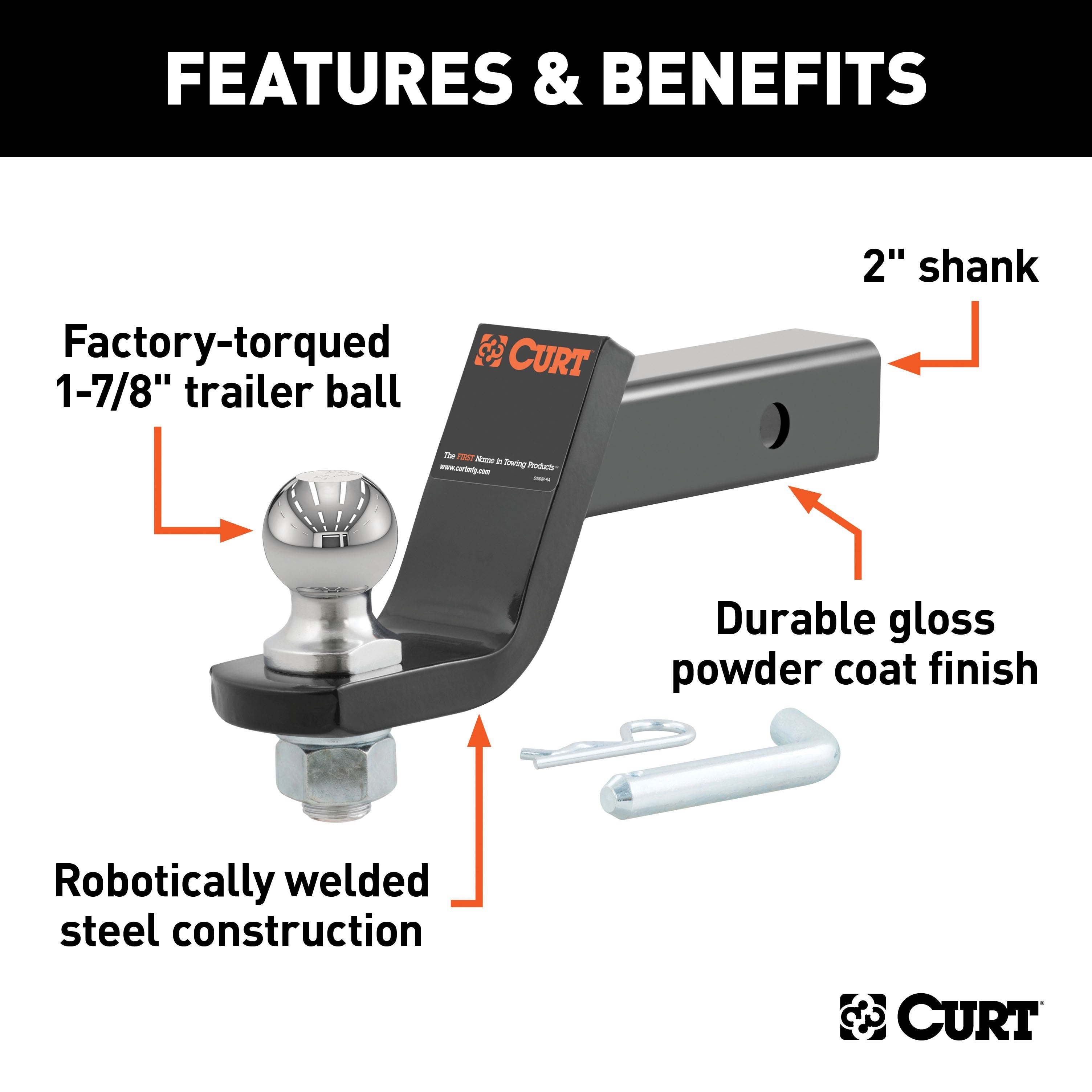 Trailer Hitch Ball Mount,Fixed Ball Mount