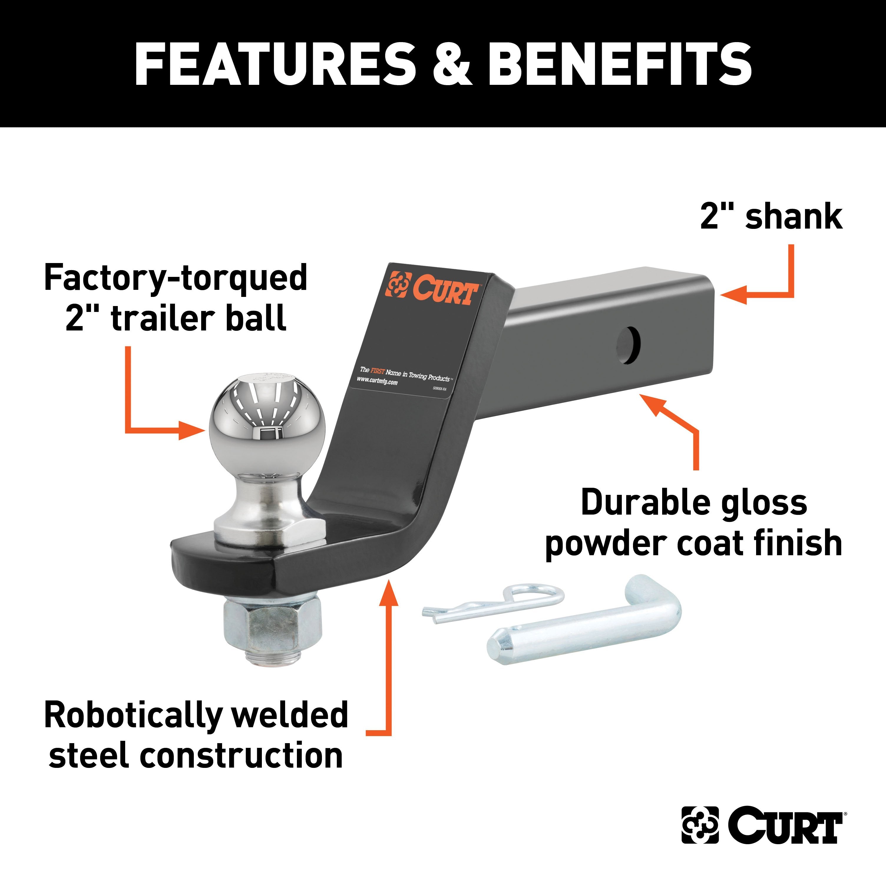 Trailer Hitch Ball Mount,Fixed Ball Mount