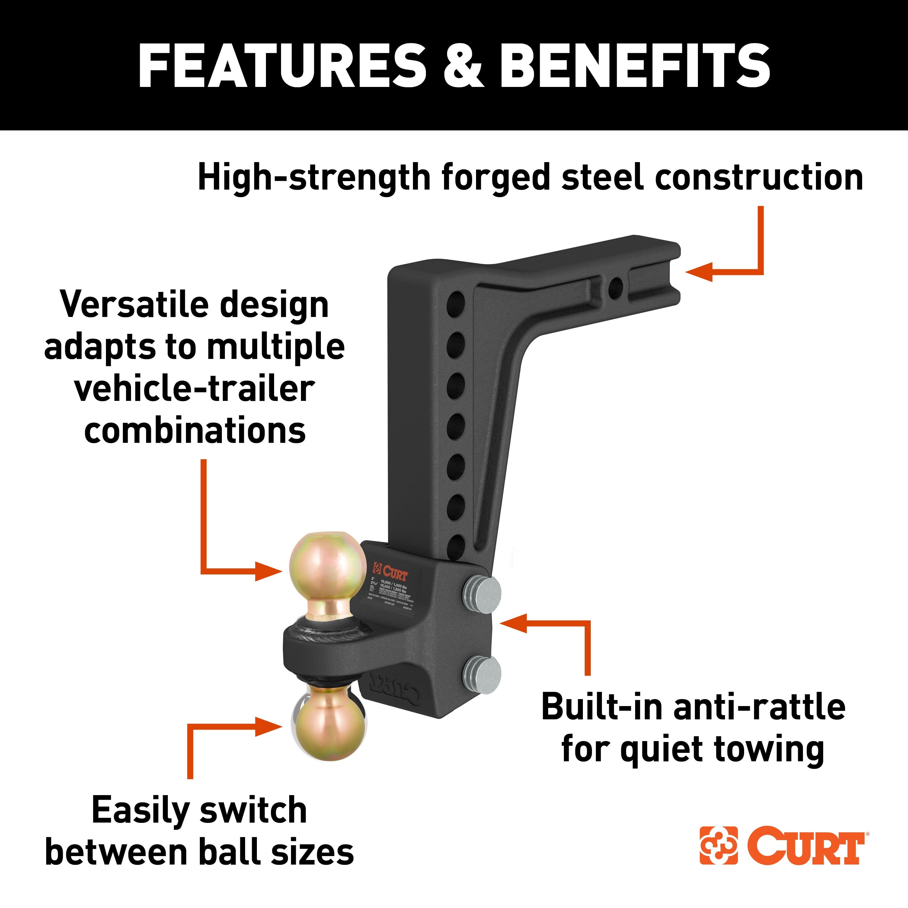 Trailer Hitch Ball Mount,Adjustable Ball Mount