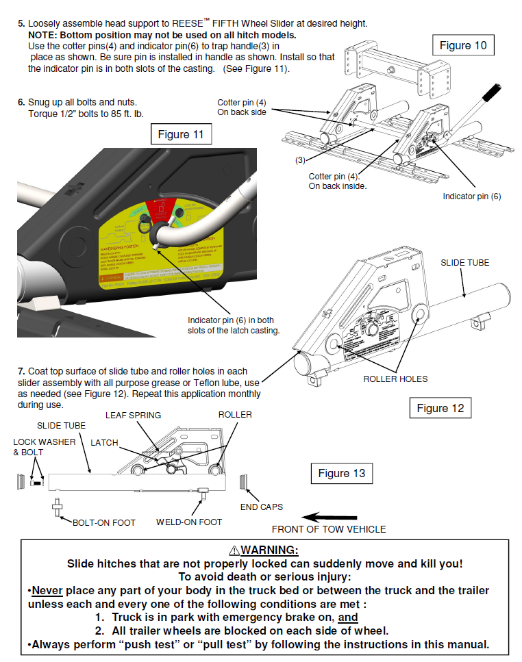 5th Wheel and Gooseneck Hitch Parts,5th Wheel Sliders