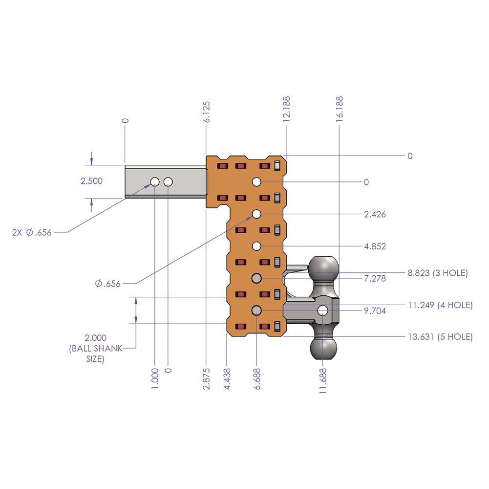 Trailer Hitch Ball Mount,Adjustable Ball Mount
