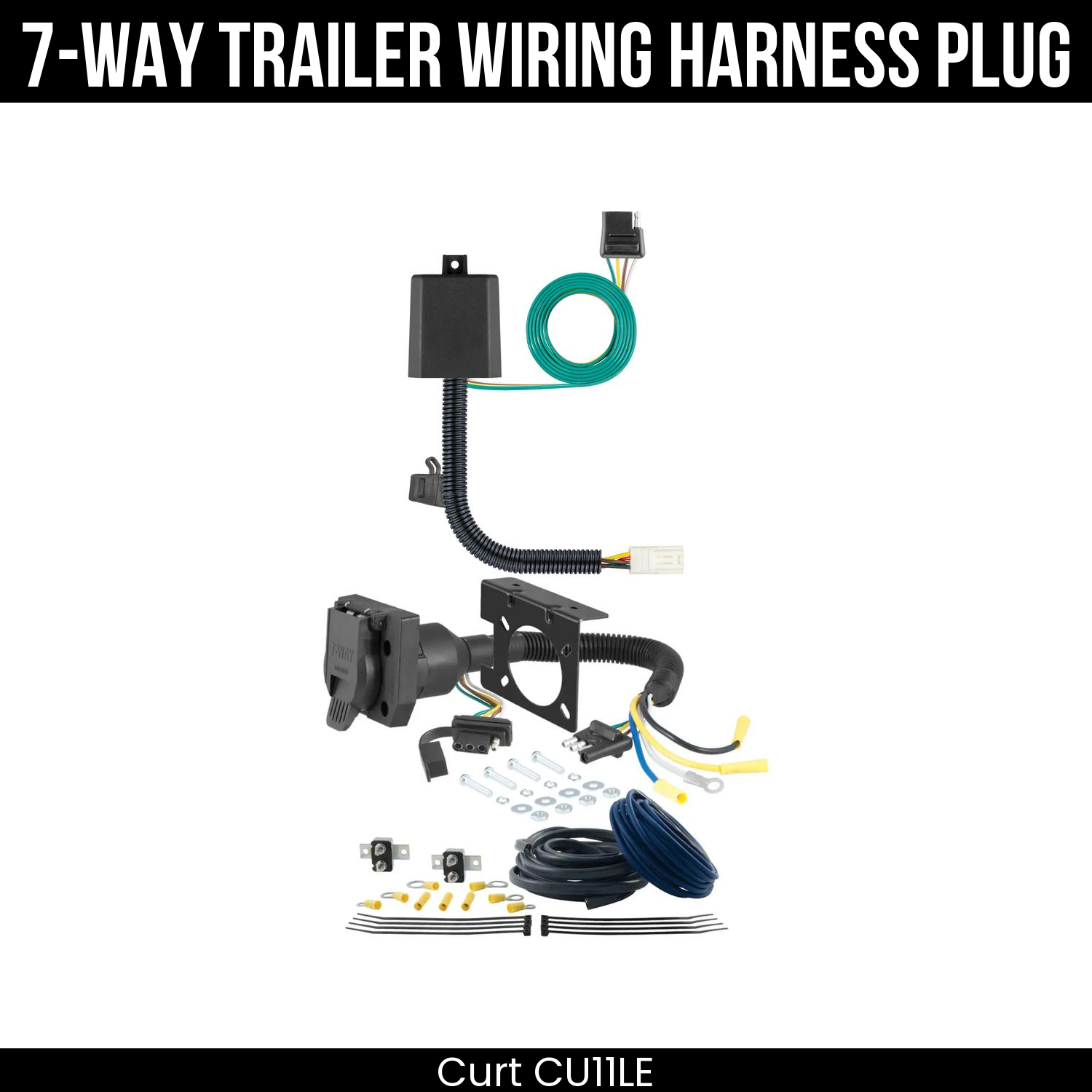Trailer Wiring 7-Way Plug w/ Bracket