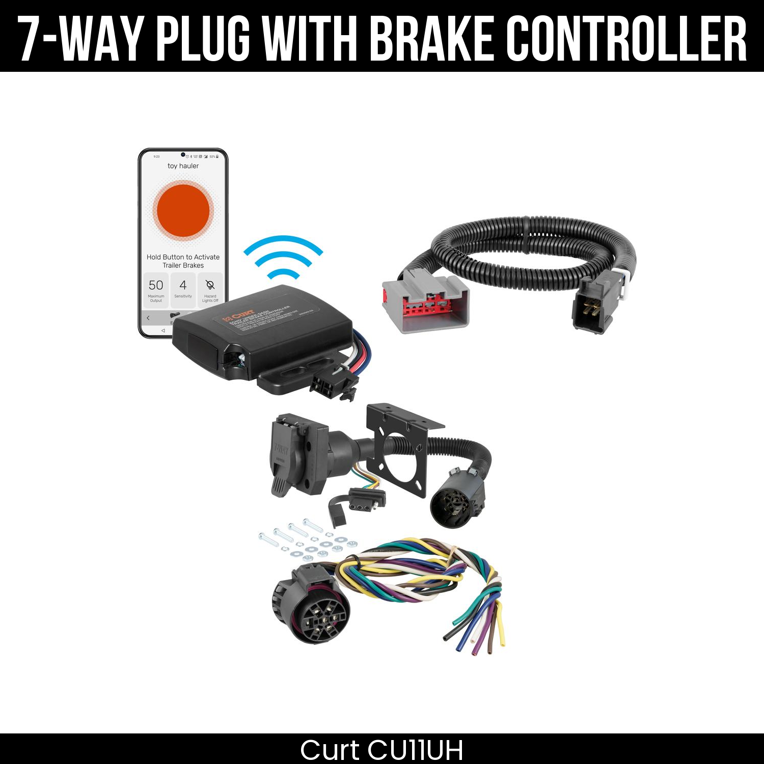 Trailer Wiring 7-Way Plug w/ Bracket , Echo Under-Dash Brake Control
