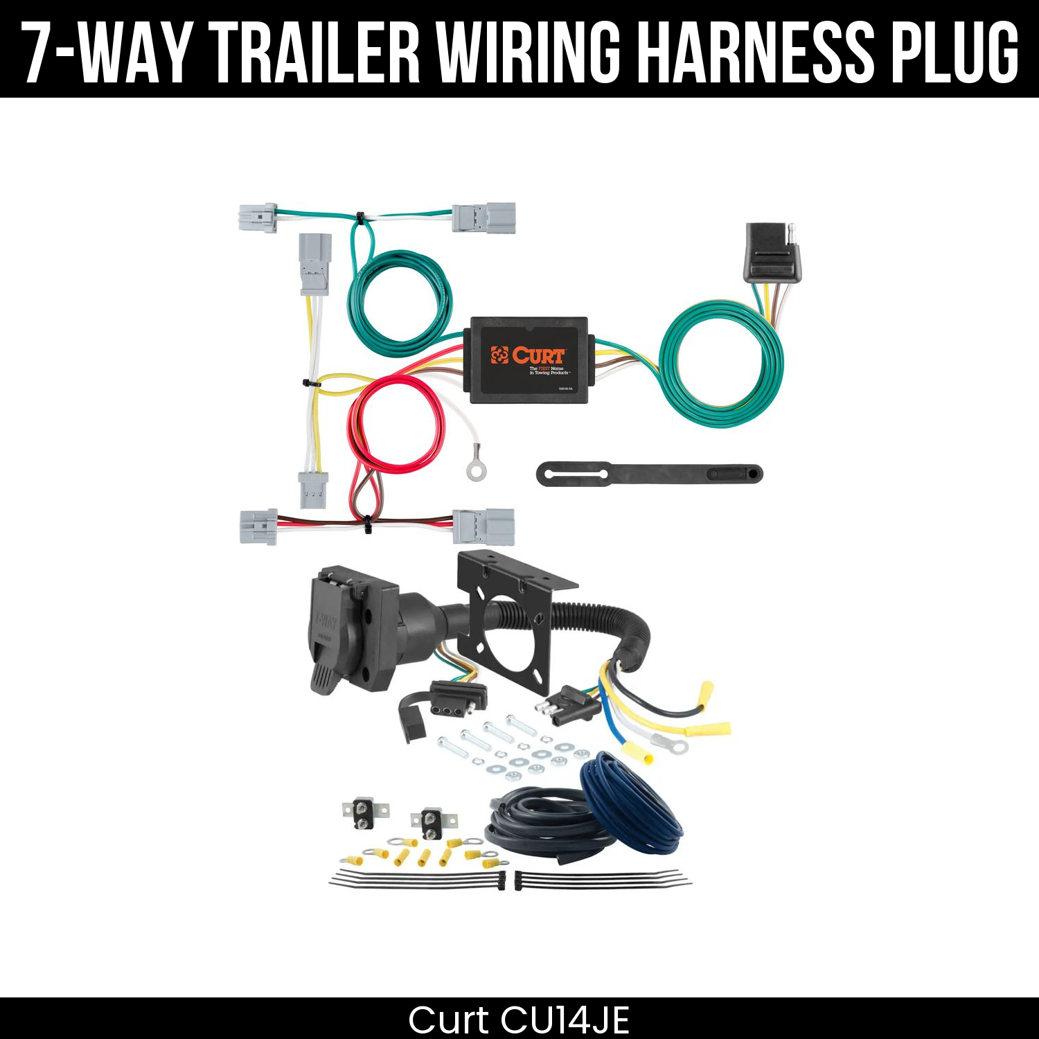 Trailer Wiring 7-Way Plug w/ Bracket