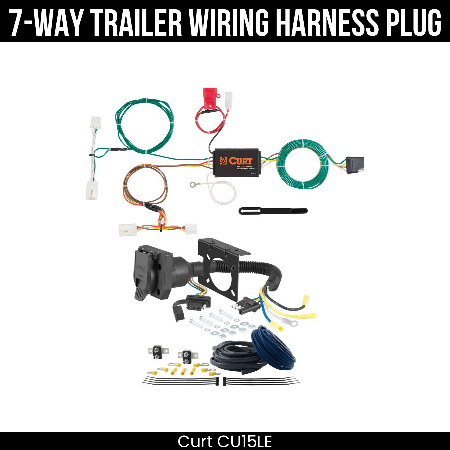 Trailer Wiring 7-Way Plug w/ Bracket