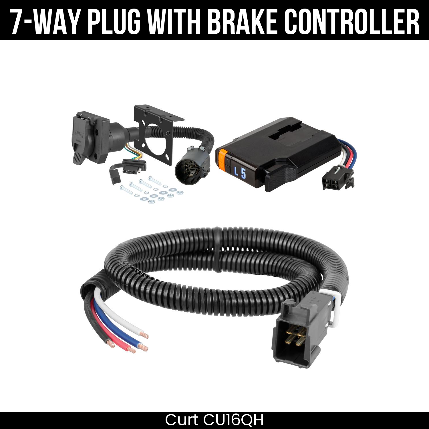 Trailer Wiring 7-Way Plug w/ Bracket , Discovery Next Brake Control