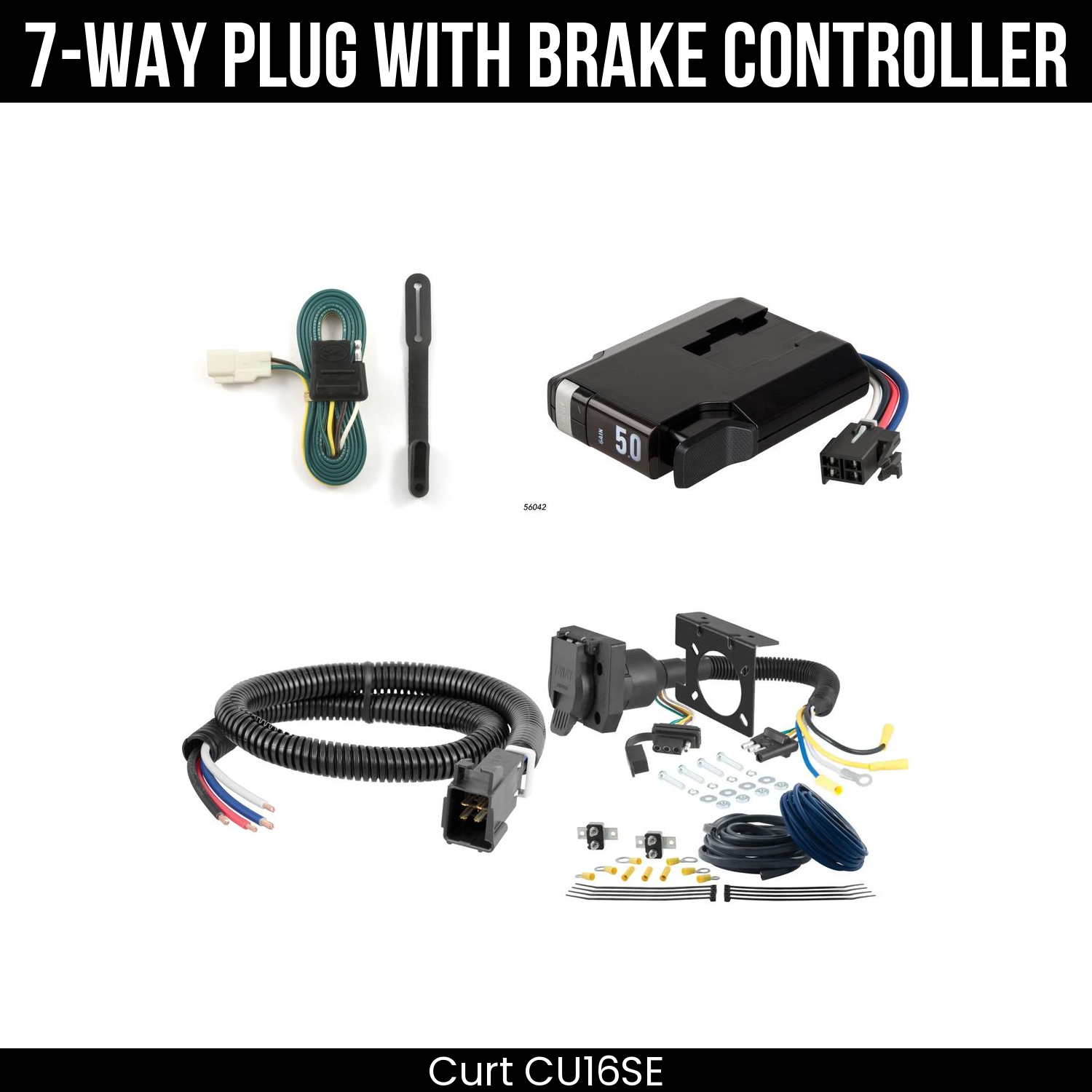 Trailer Wiring 7-Way Plug w/ Bracket , TriFlex NEXT Brake Control