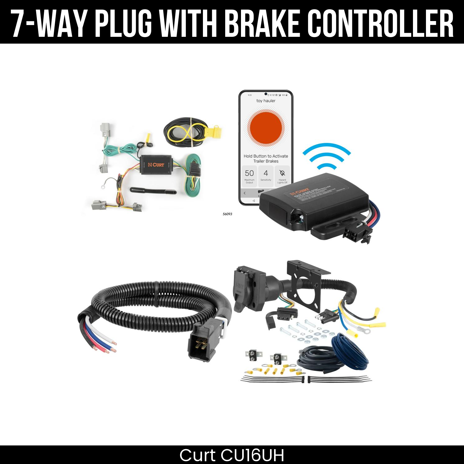 Trailer Wiring 7-Way Plug w/ Bracket , Echo Under-Dash Brake Control