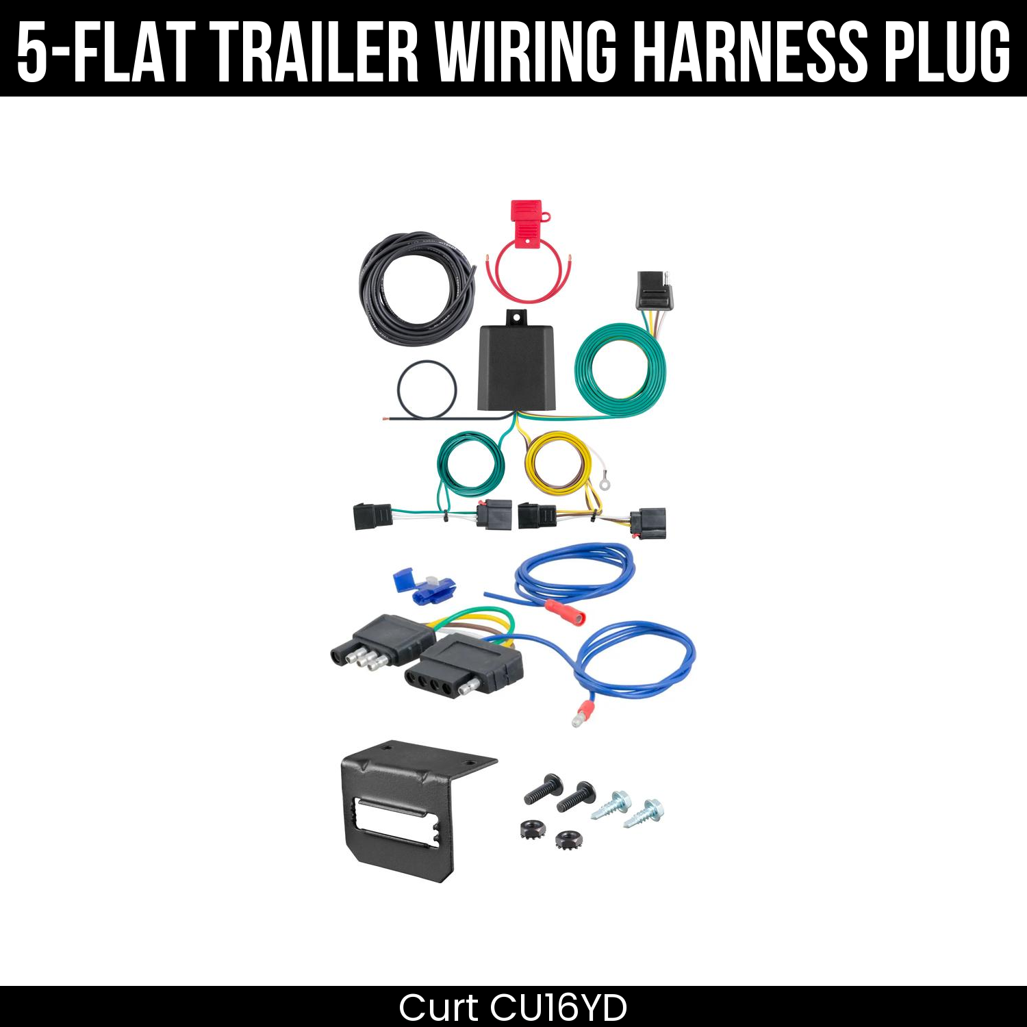 Trailer Wiring 5-Flat Plug w/ Bracket