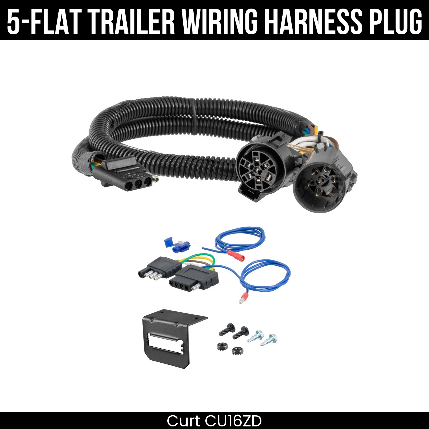 Trailer Wiring 5-Flat Plug w/ Bracket