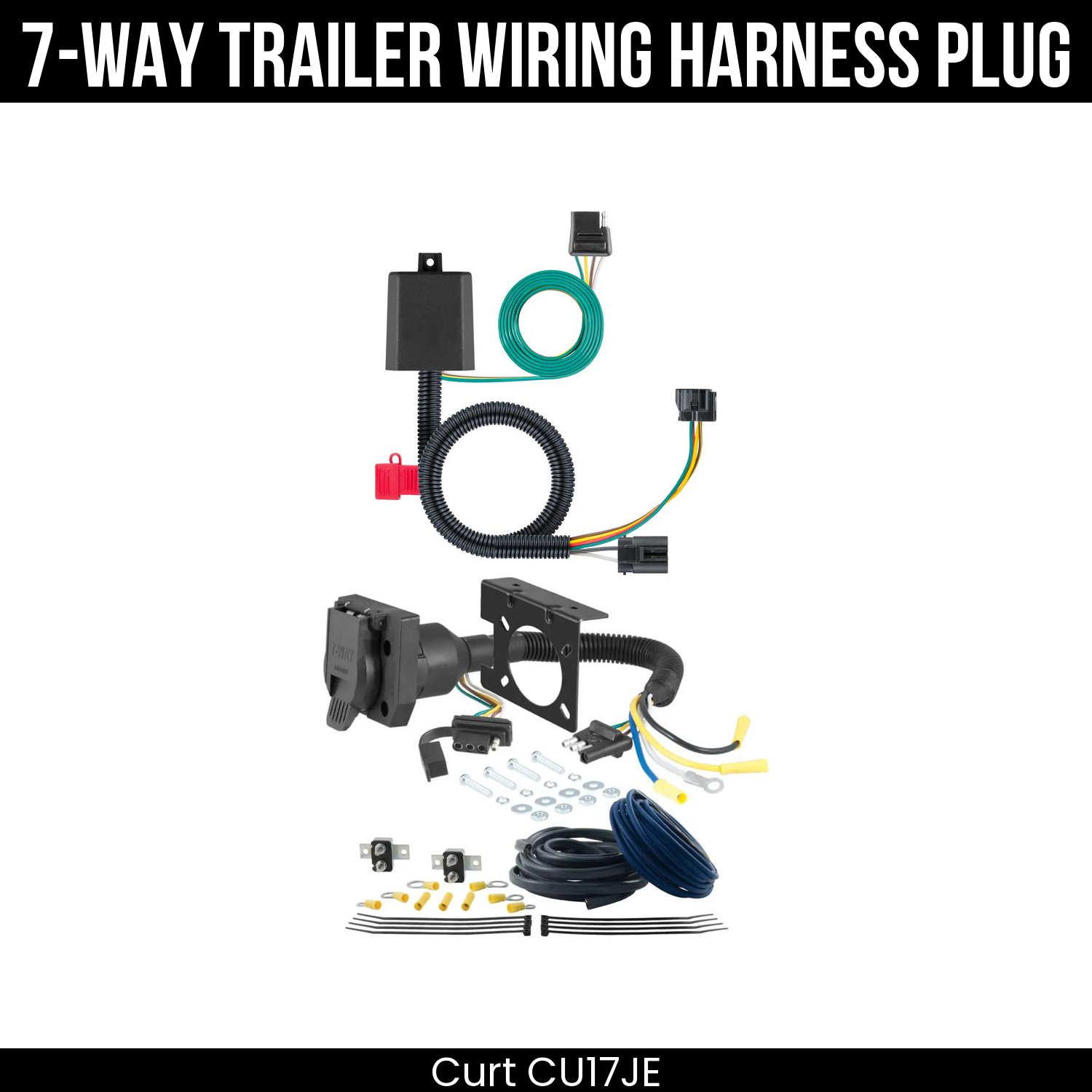 Trailer Wiring 7-Way Plug w/ Bracket