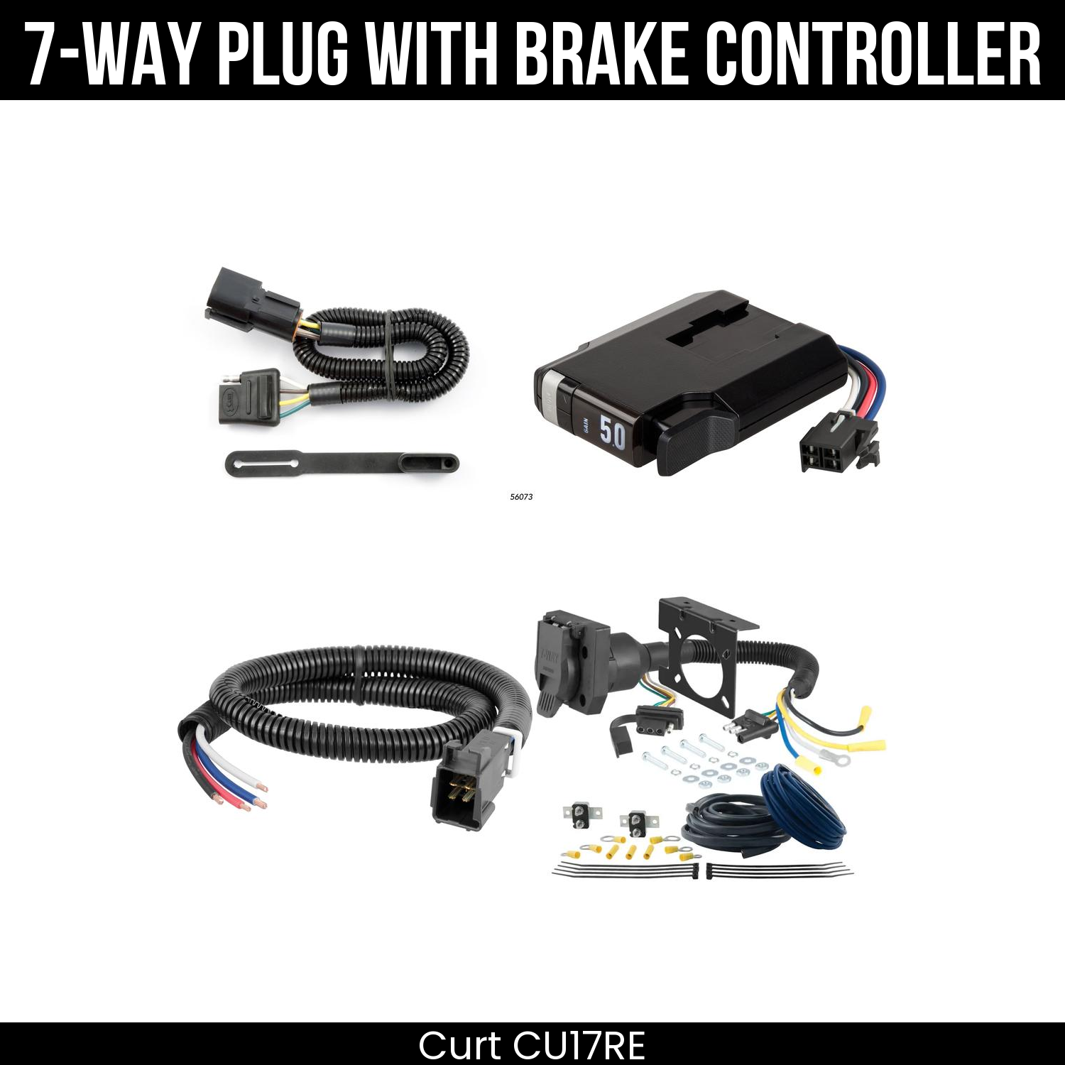 Trailer Wiring 7-Way Plug w/ Bracket , TriFlex NEXT Brake Control