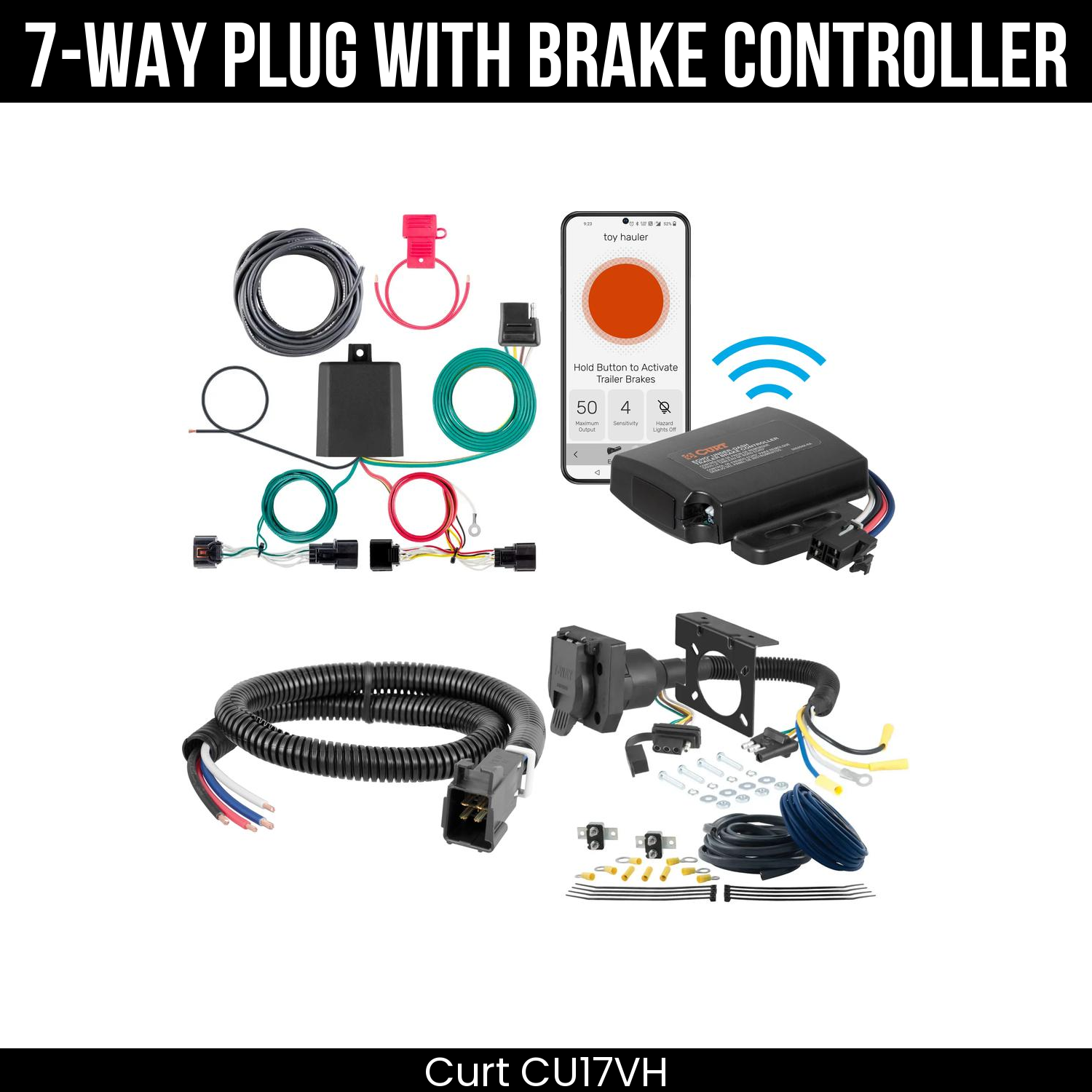 Trailer Wiring 7-Way Plug w/ Bracket , Echo Under-Dash Brake Control