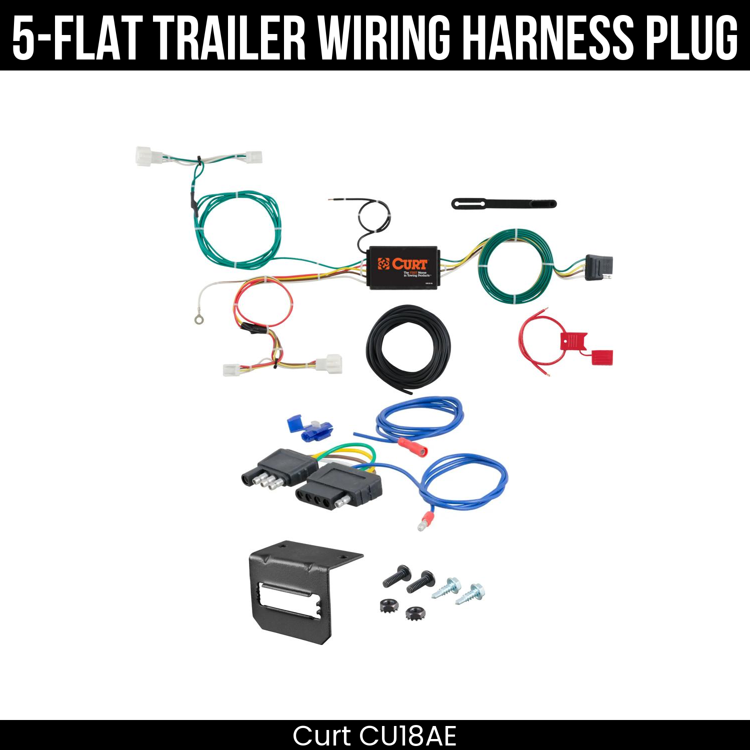 Trailer Wiring 5-Flat Plug w/ Bracket