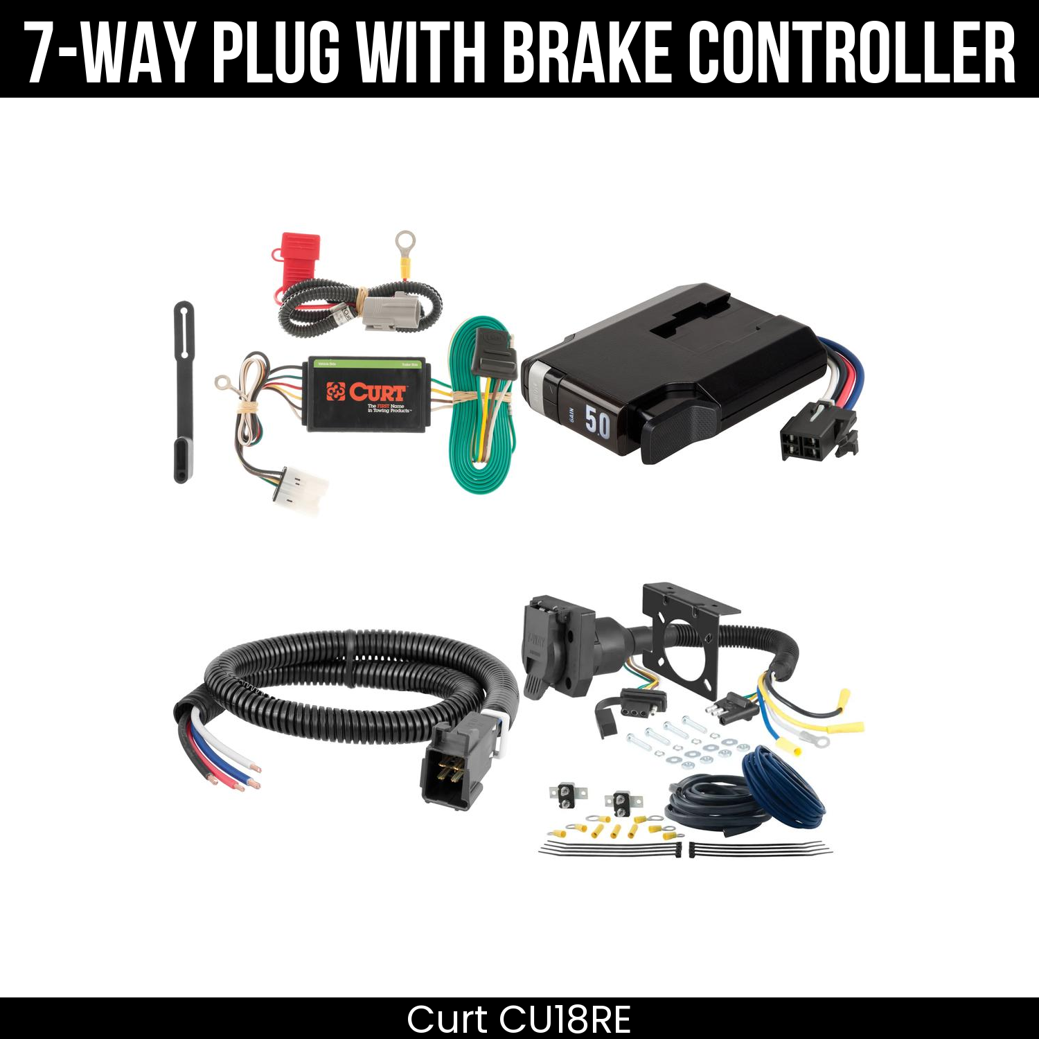 Trailer Wiring 7-Way Plug w/ Bracket , TriFlex NEXT Brake Control
