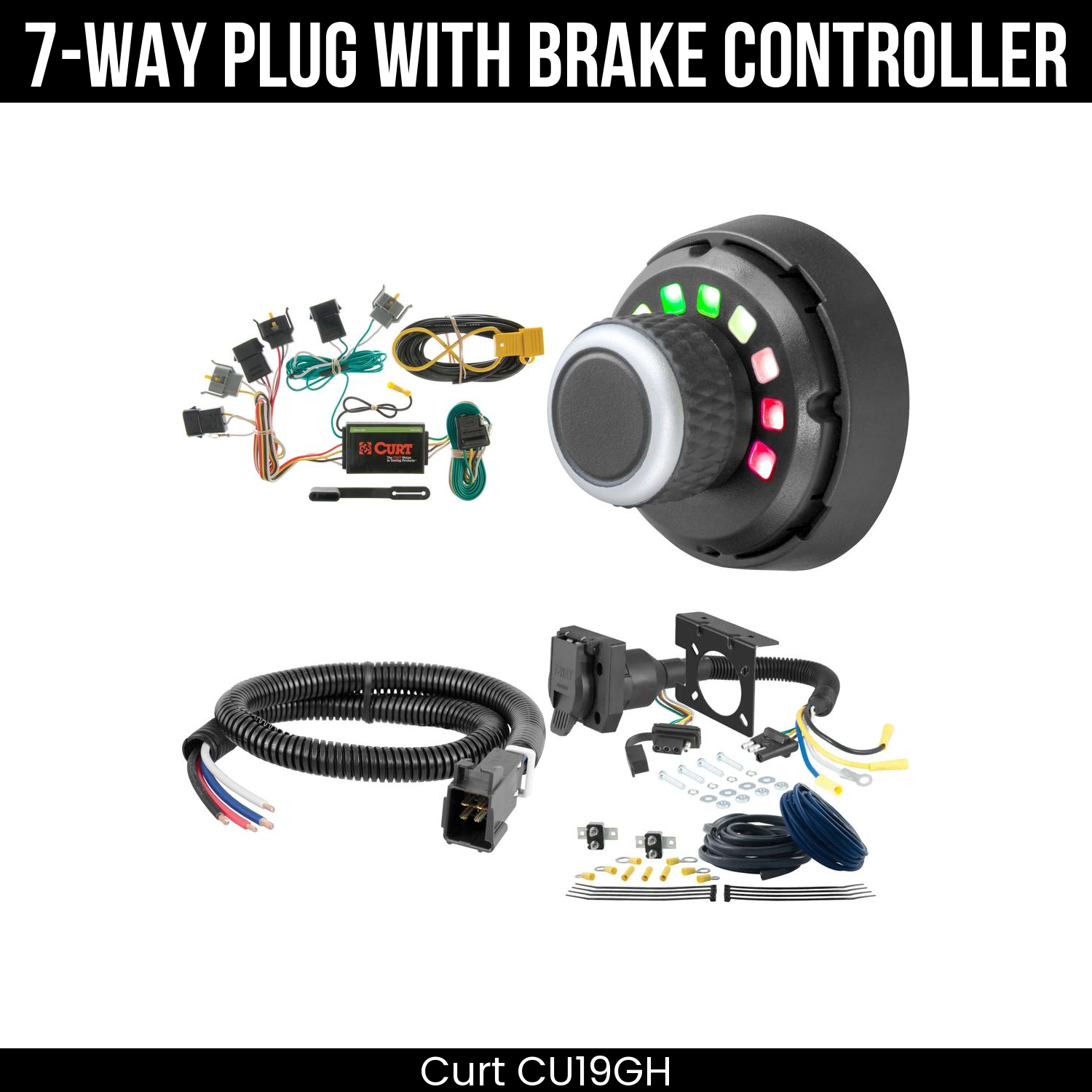 Trailer Wiring 7-Way Plug w/ Bracket , Spectrum Brake Control