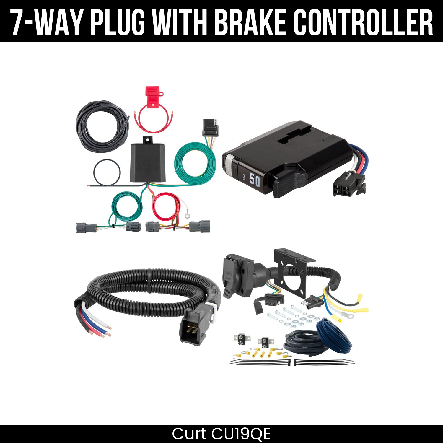 Trailer Wiring 7-Way Plug w/ Bracket , TriFlex NEXT Brake Control