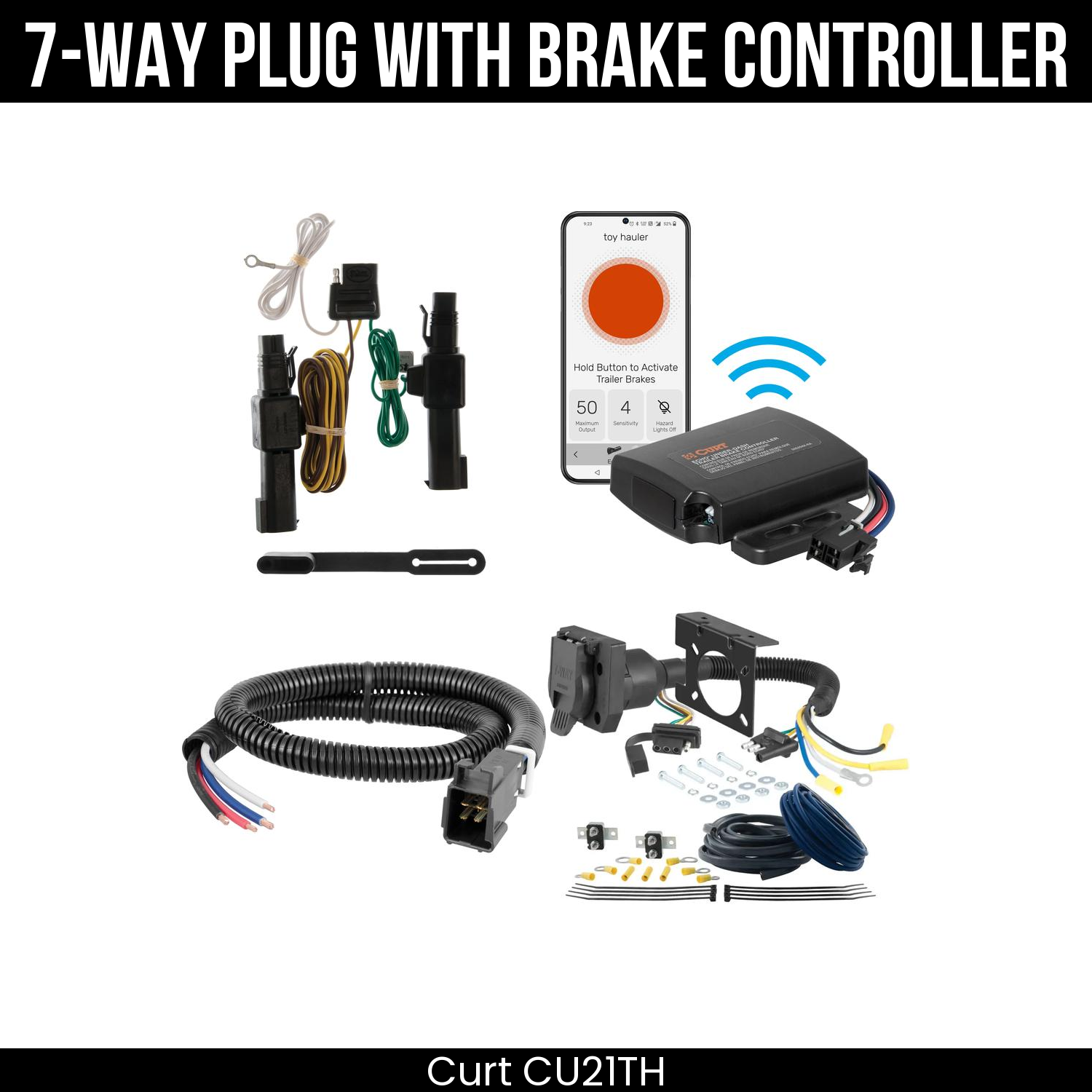 Trailer Wiring 7-Way Plug w/ Bracket , Echo Under-Dash Brake Control