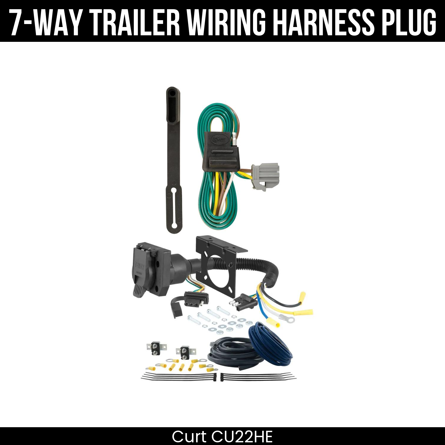 Trailer Wiring 7-Way Plug w/ Bracket