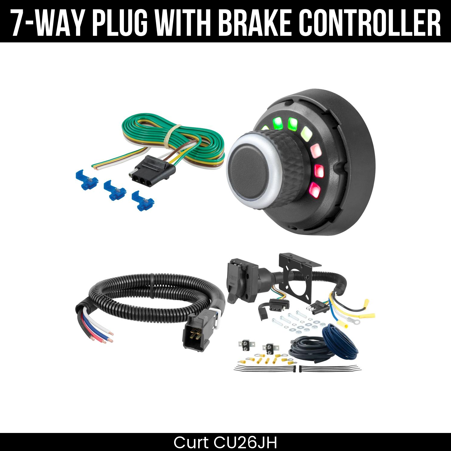 Trailer Wiring 7-Way Plug w/ Bracket , Spectrum Brake Control