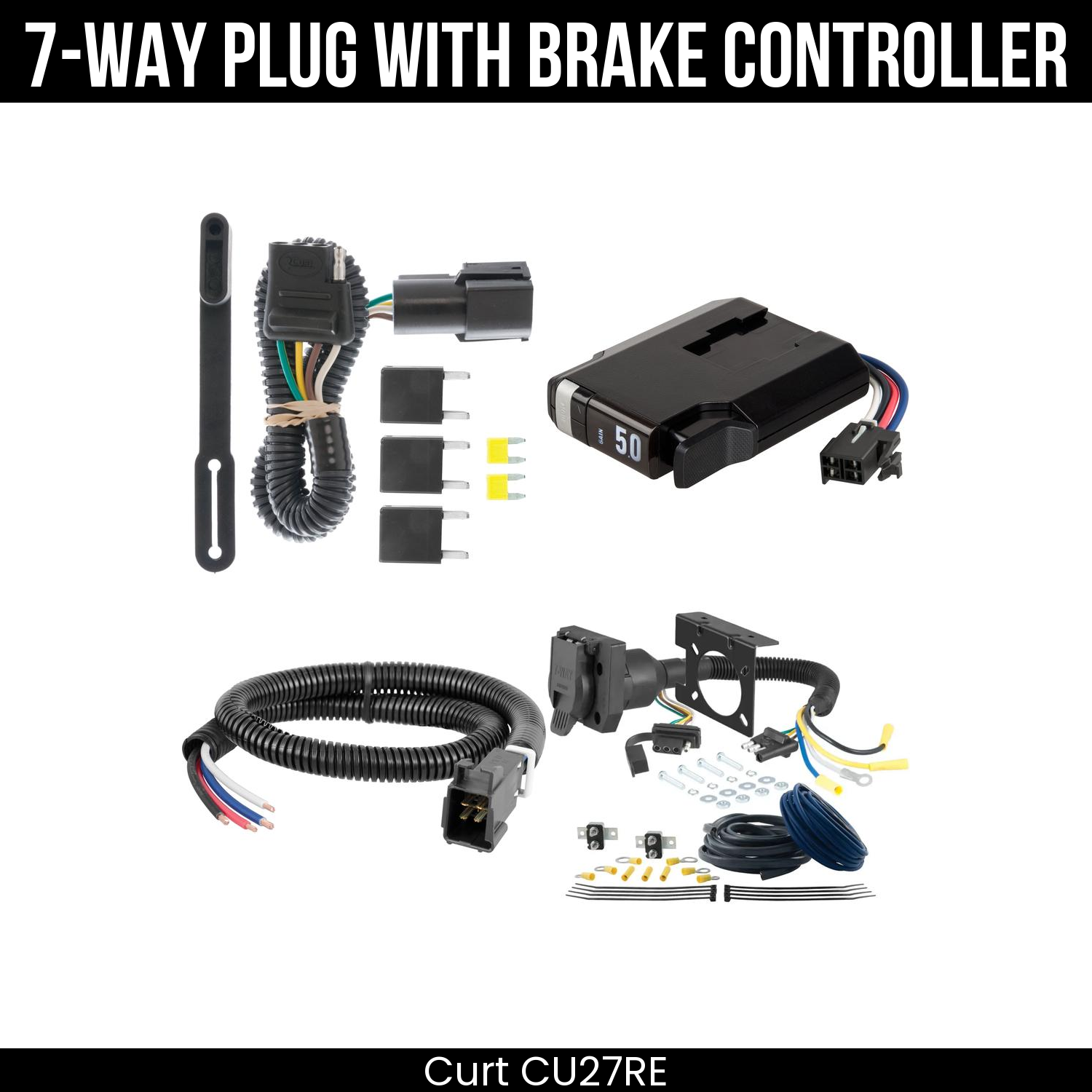 Trailer Wiring 7-Way Plug w/ Bracket , TriFlex NEXT Brake Control