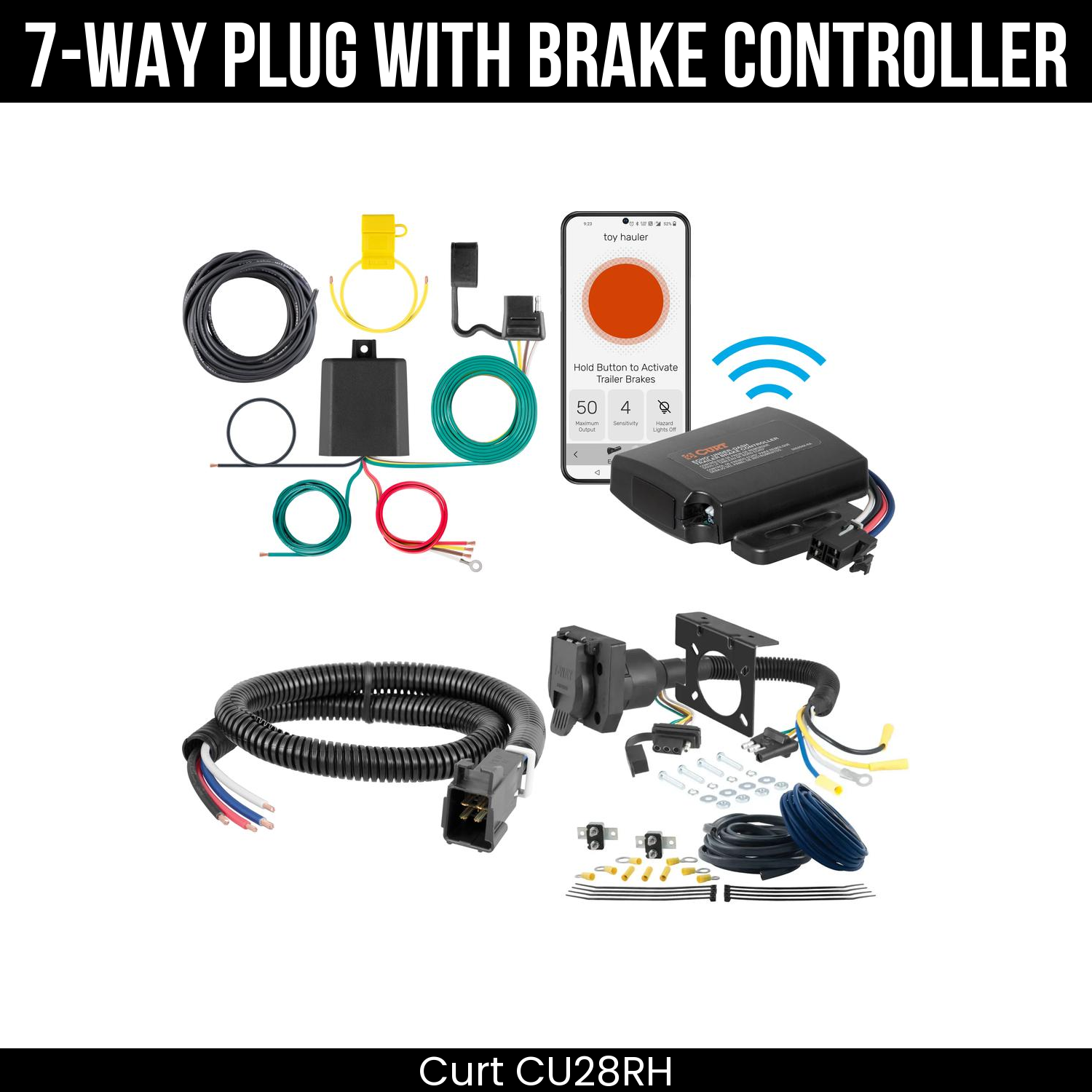 Trailer Wiring 7-Way Plug w/ Bracket , Echo Under-Dash Brake Control