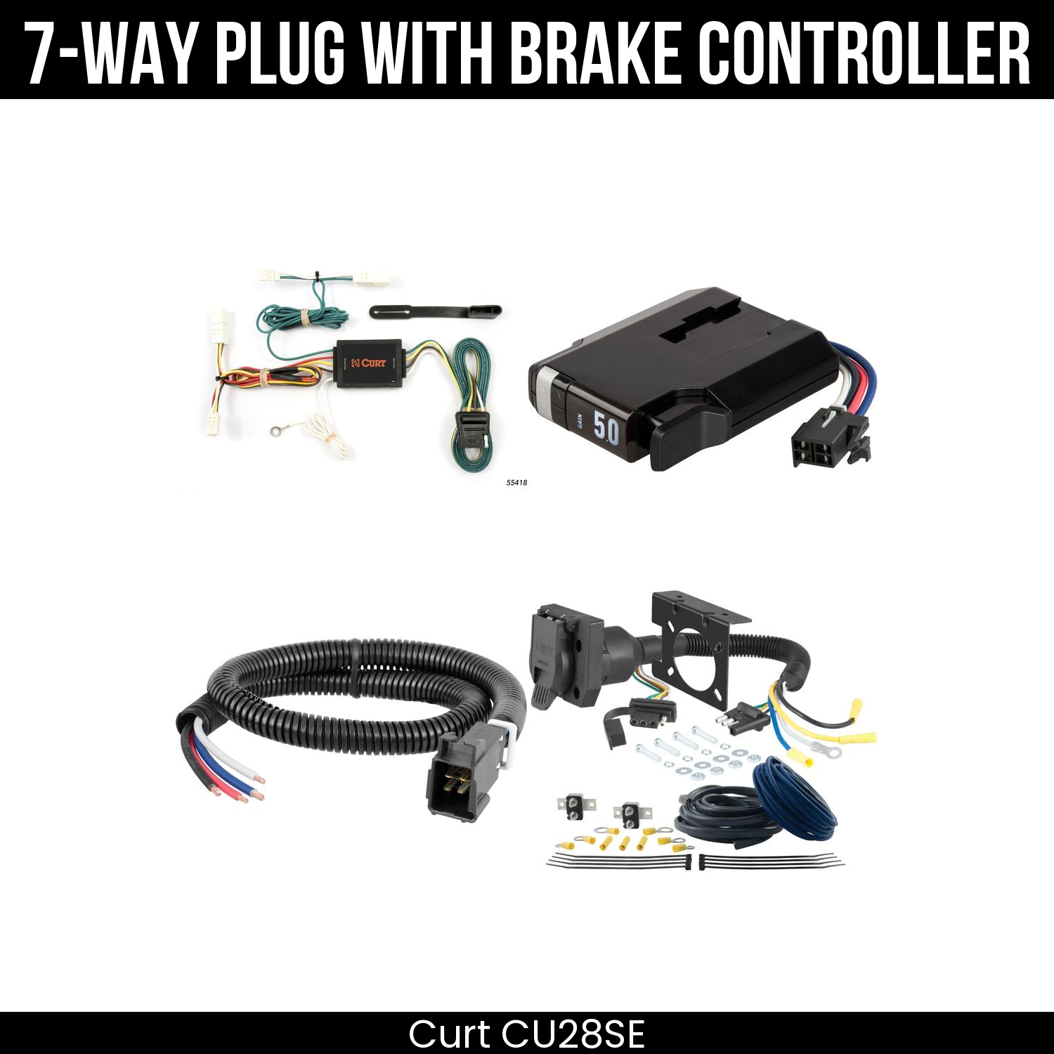 Trailer Wiring 7-Way Plug w/ Bracket , TriFlex NEXT Brake Control