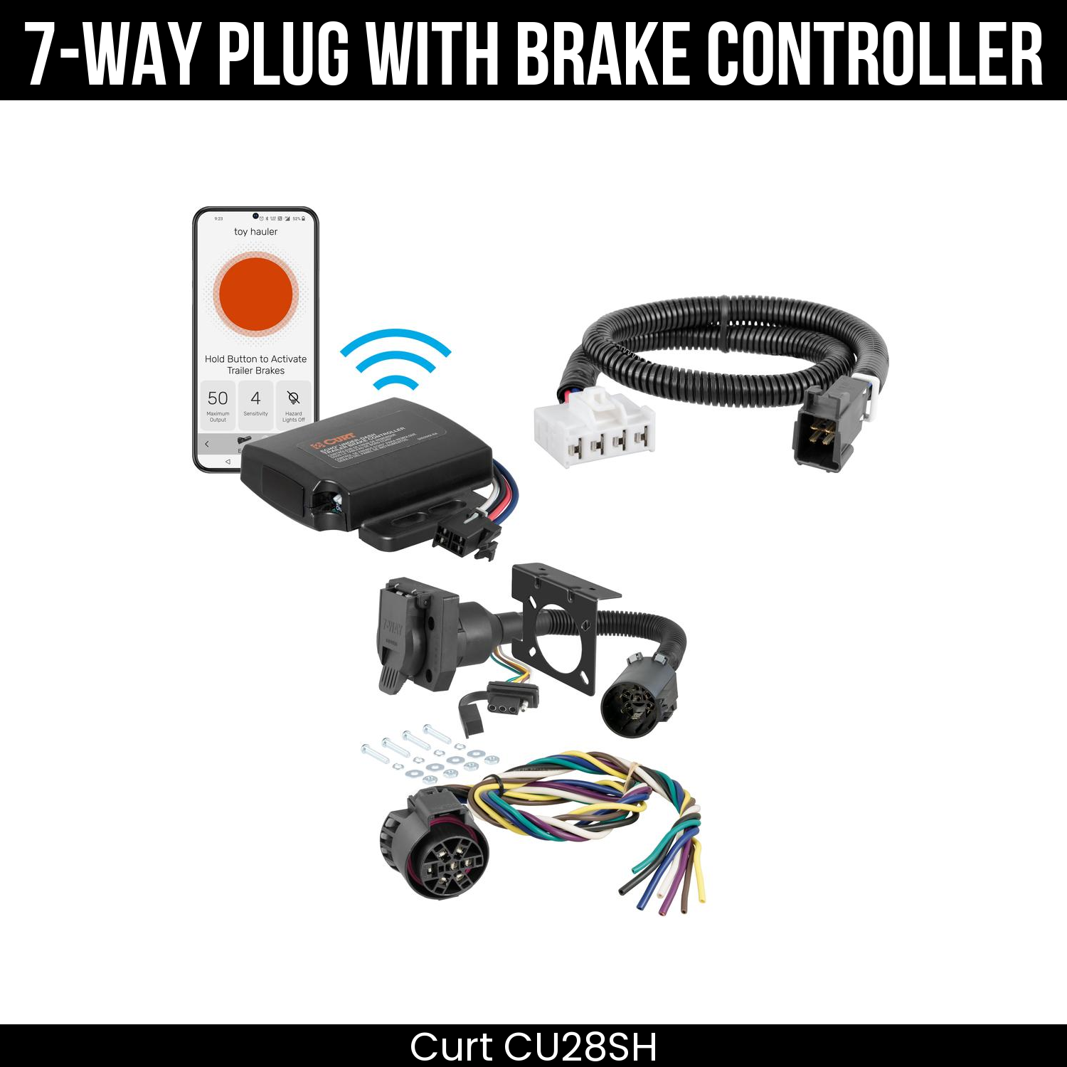 Trailer Wiring 7-Way Plug w/ Bracket , Echo Under-Dash Brake Control