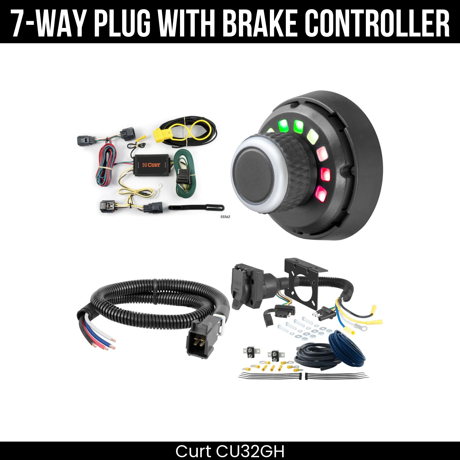 Trailer Wiring 7-Way Plug w/ Bracket , Spectrum Brake Control