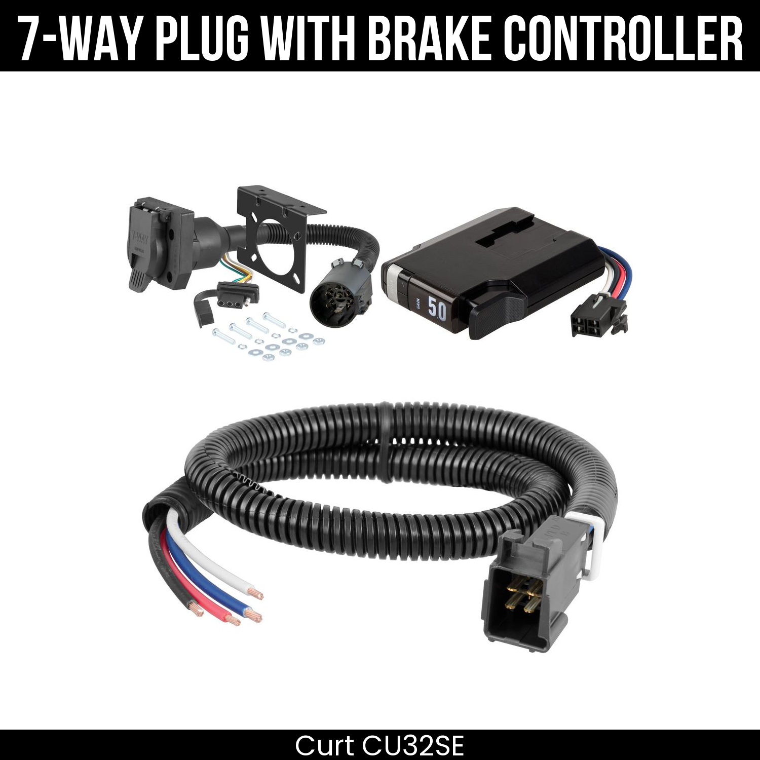 Trailer Wiring 7-Way Plug w/ Bracket , TriFlex NEXT Brake Control