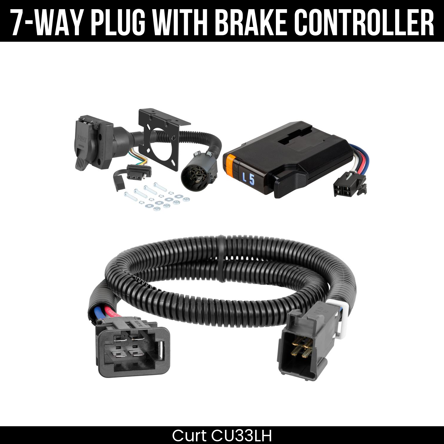 Trailer Wiring 7-Way Plug w/ Bracket , Discovery Next Brake Control