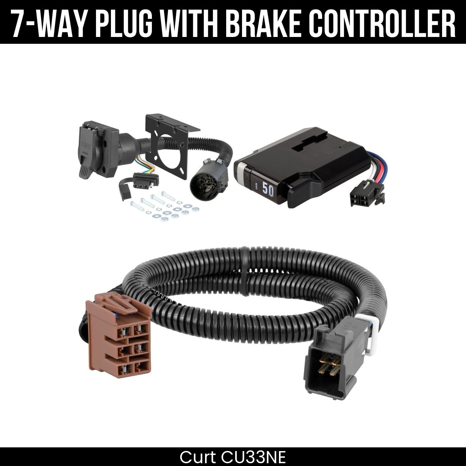 Trailer Wiring 7-Way Plug w/ Bracket , TriFlex NEXT Brake Control