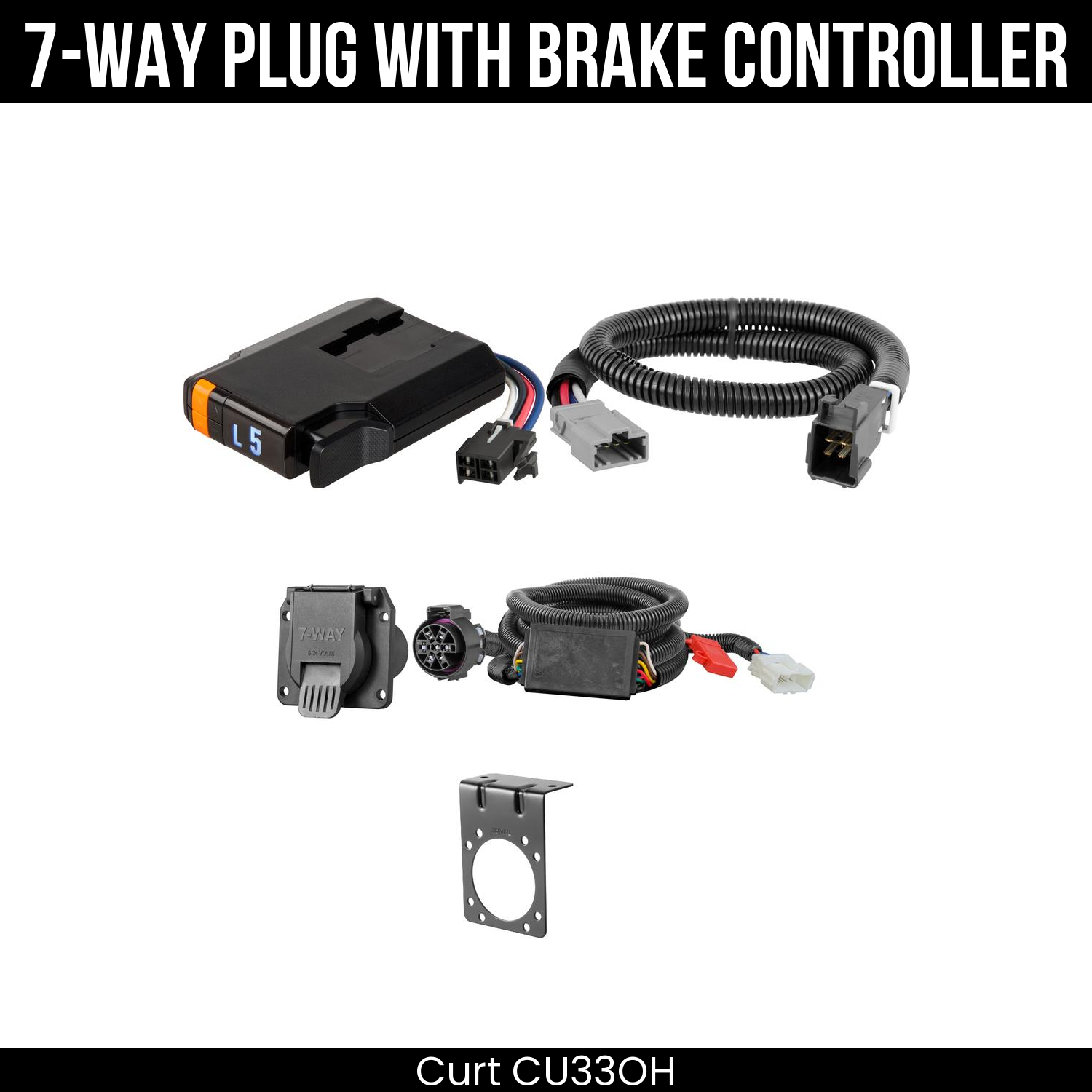 Trailer Wiring 7-Way Plug w/ Bracket , Discovery Next Brake Control