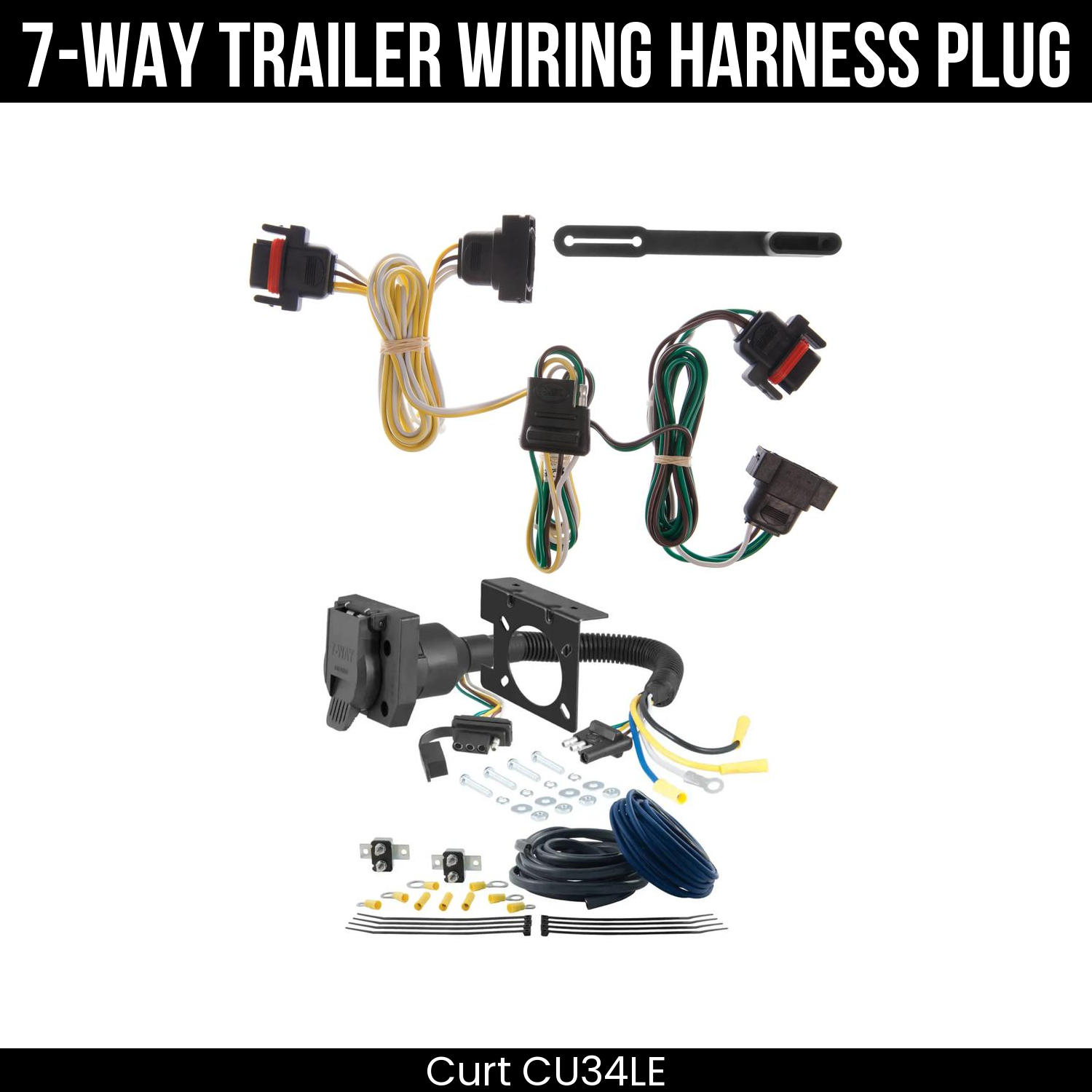 Trailer Wiring 7-Way Plug w/ Bracket