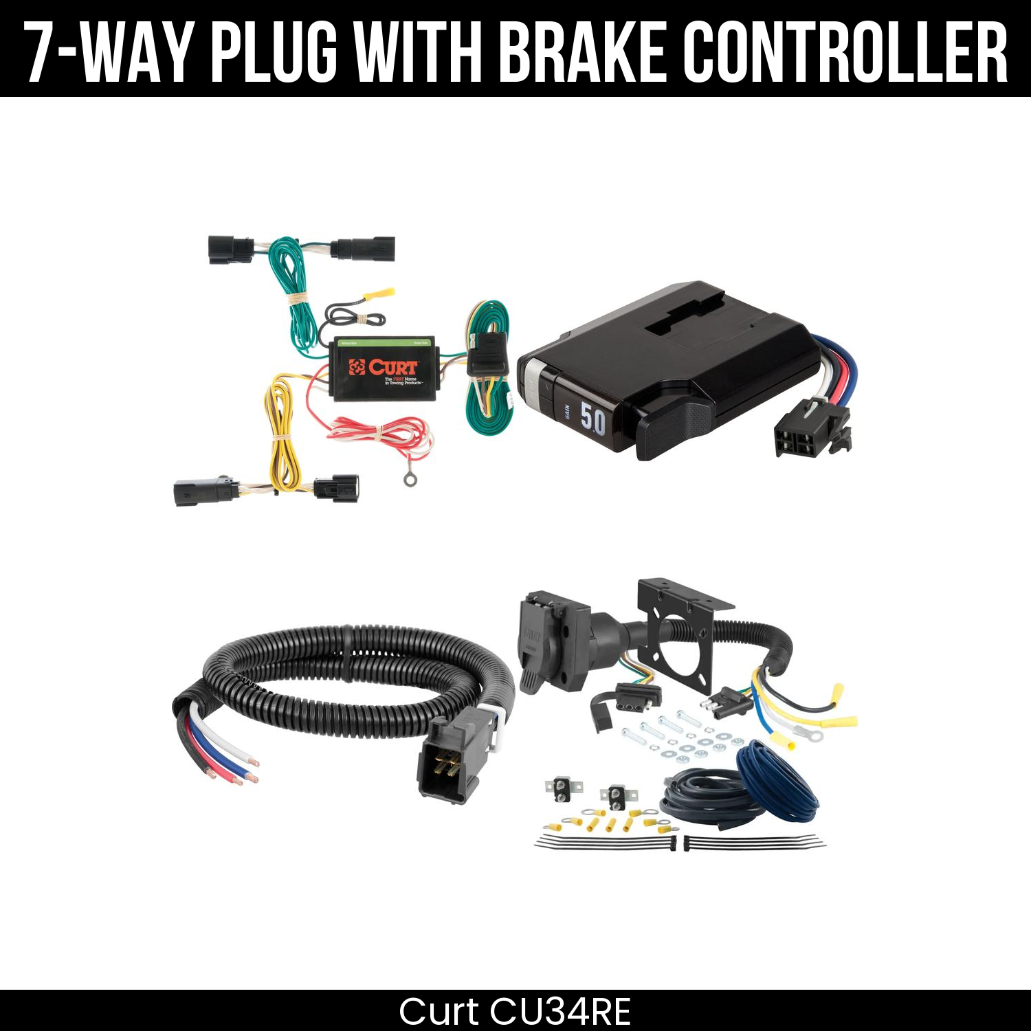 Trailer Wiring 7-Way Plug w/ Bracket , TriFlex NEXT Brake Control