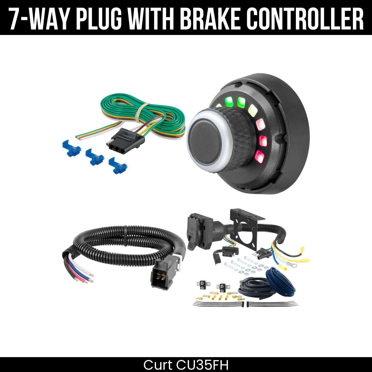 Trailer Wiring 7-Way Plug w/ Bracket , Spectrum Brake Control