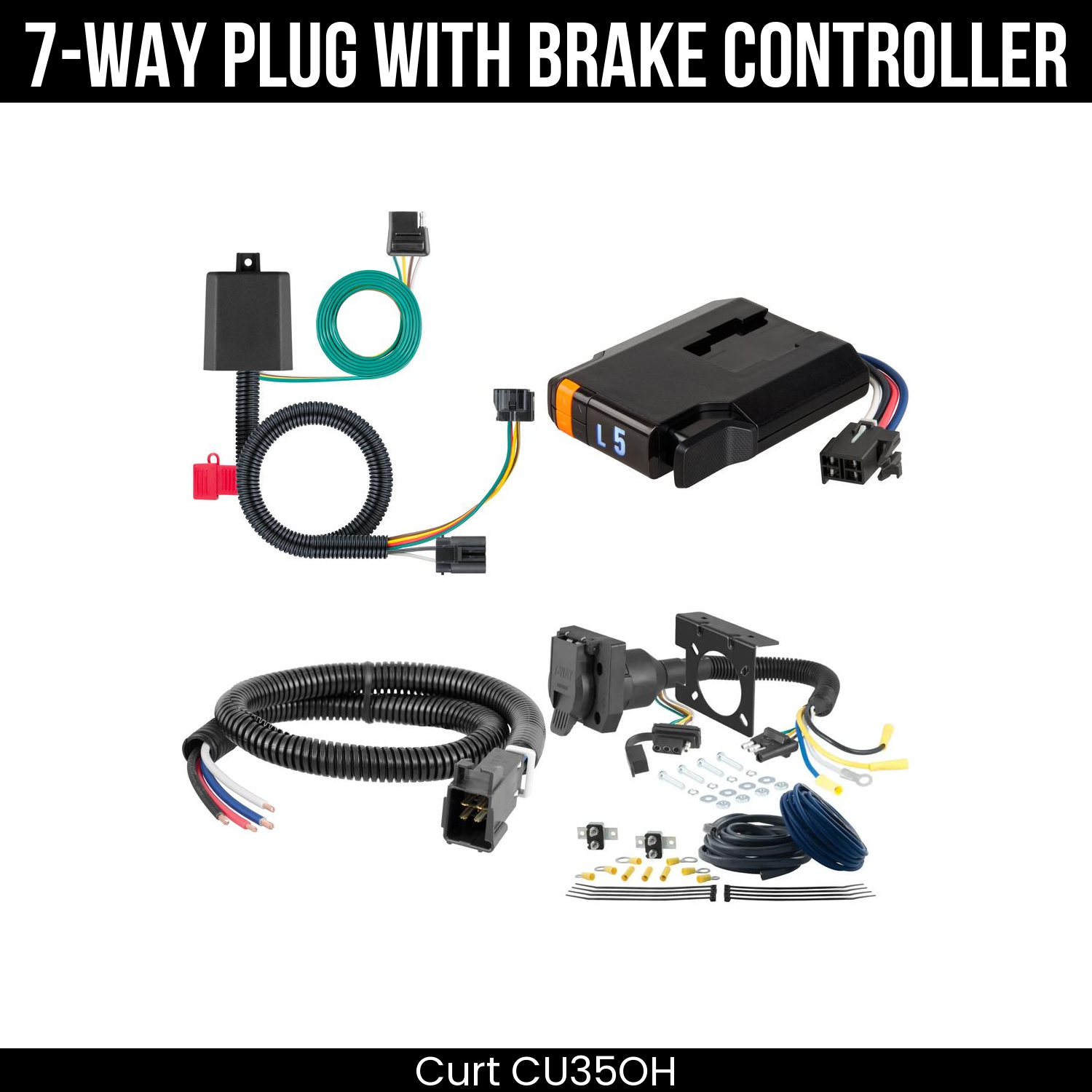 Trailer Wiring 7-Way Plug w/ Bracket , Discovery Next Brake Control