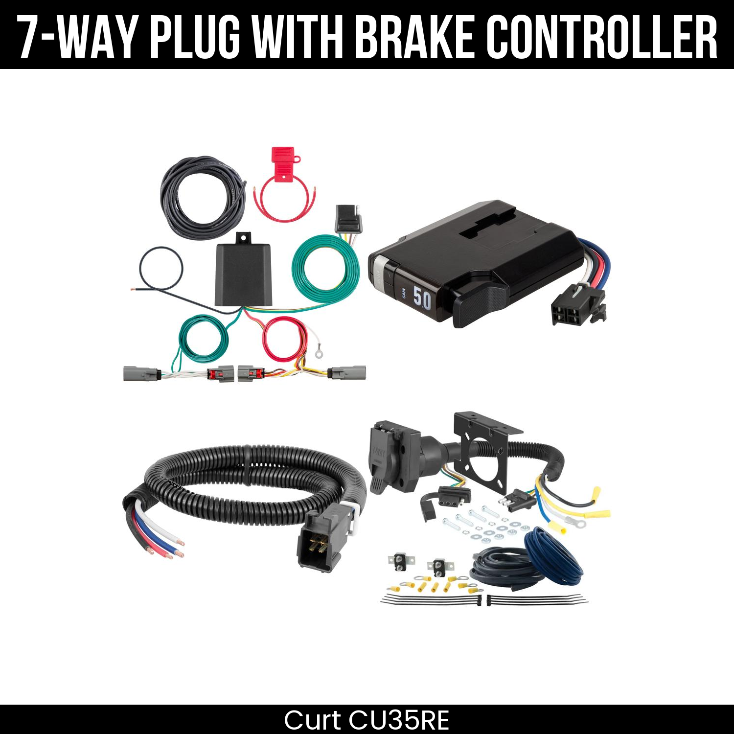 Trailer Wiring 7-Way Plug w/ Bracket , TriFlex NEXT Brake Control