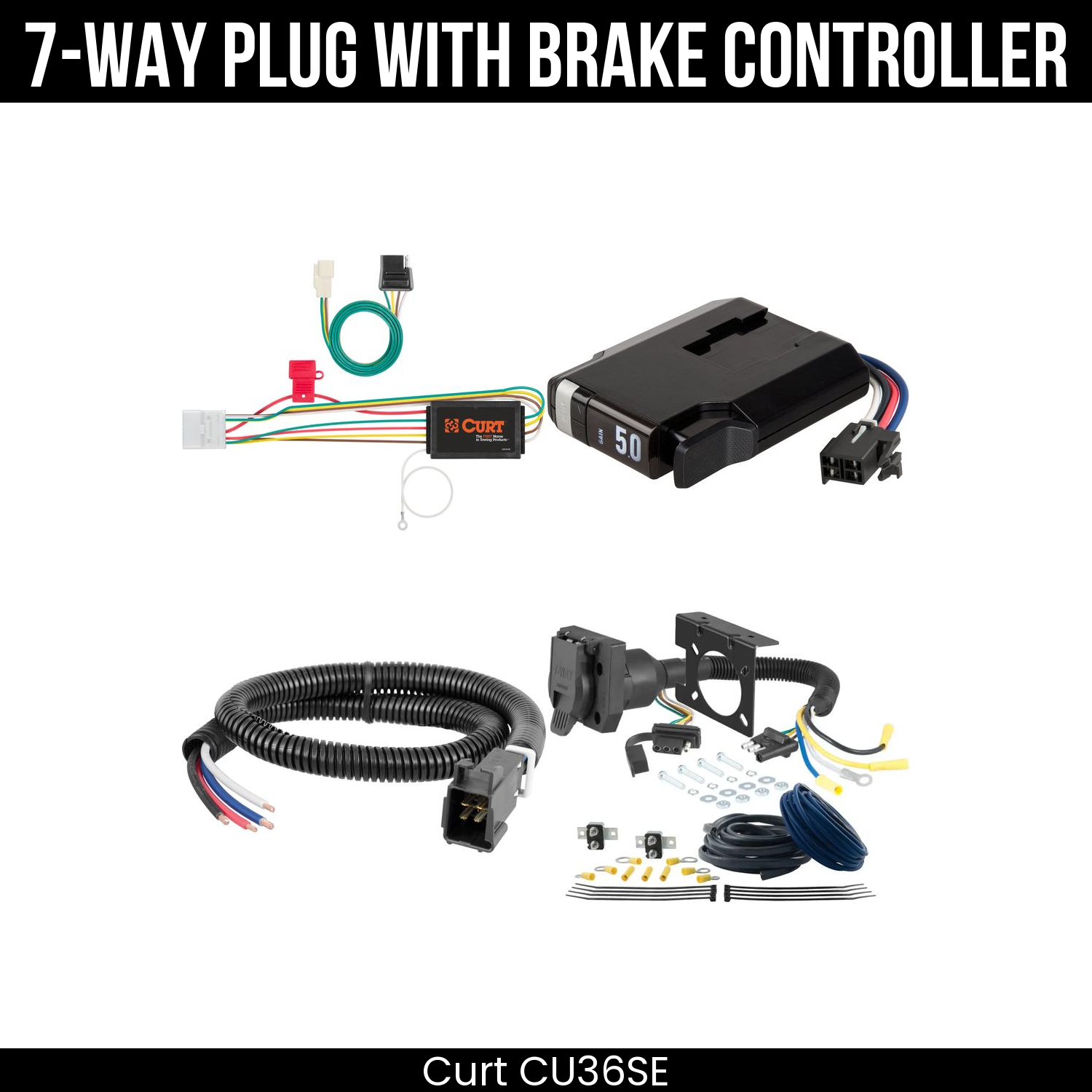 Trailer Wiring 7-Way Plug w/ Bracket , TriFlex NEXT Brake Control