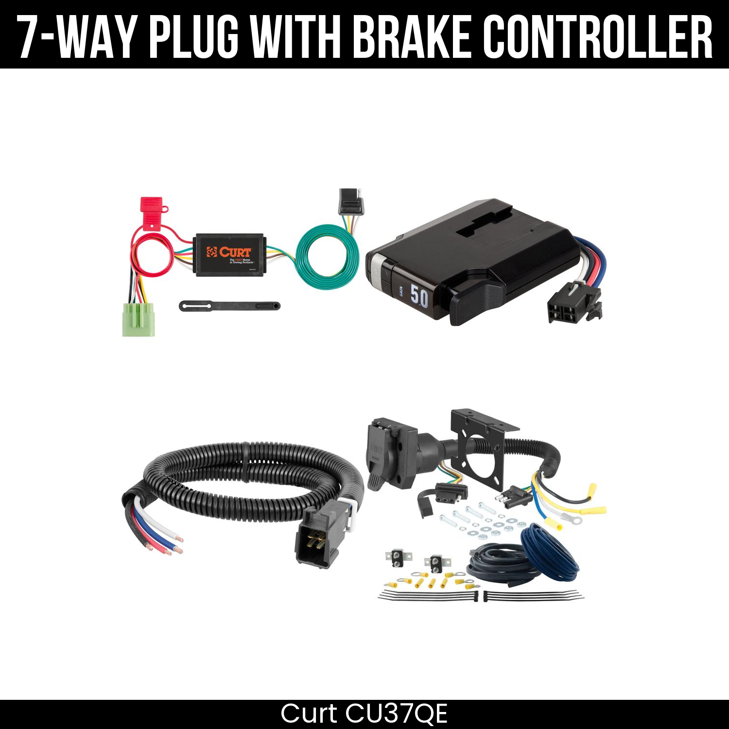 Trailer Wiring 7-Way Plug w/ Bracket , TriFlex NEXT Brake Control