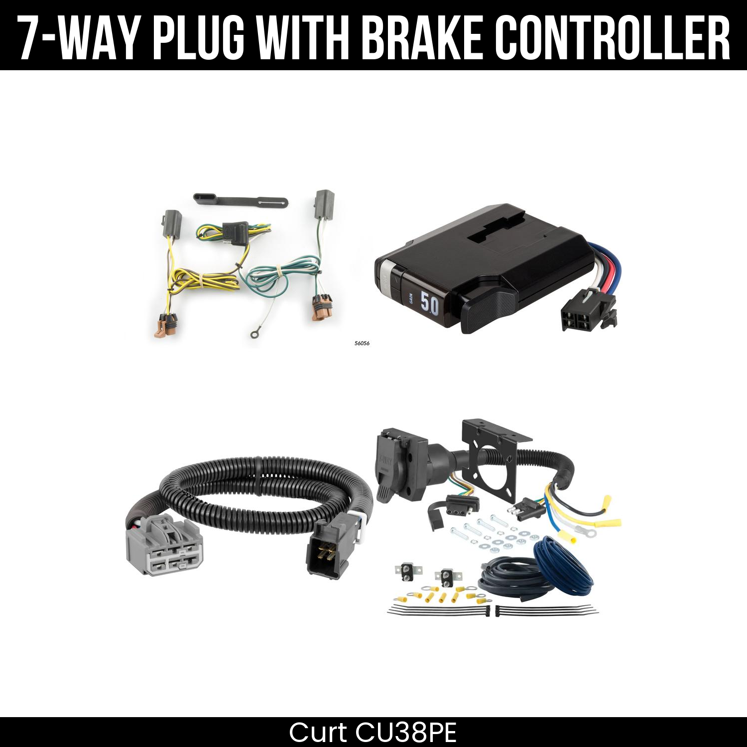Trailer Wiring 7-Way Plug w/ Bracket , TriFlex NEXT Brake Control