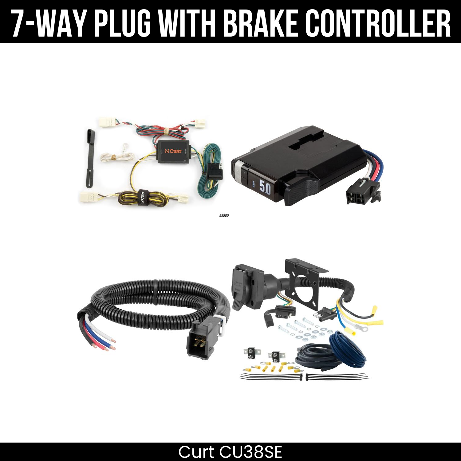 Trailer Wiring 7-Way Plug w/ Bracket , TriFlex NEXT Brake Control